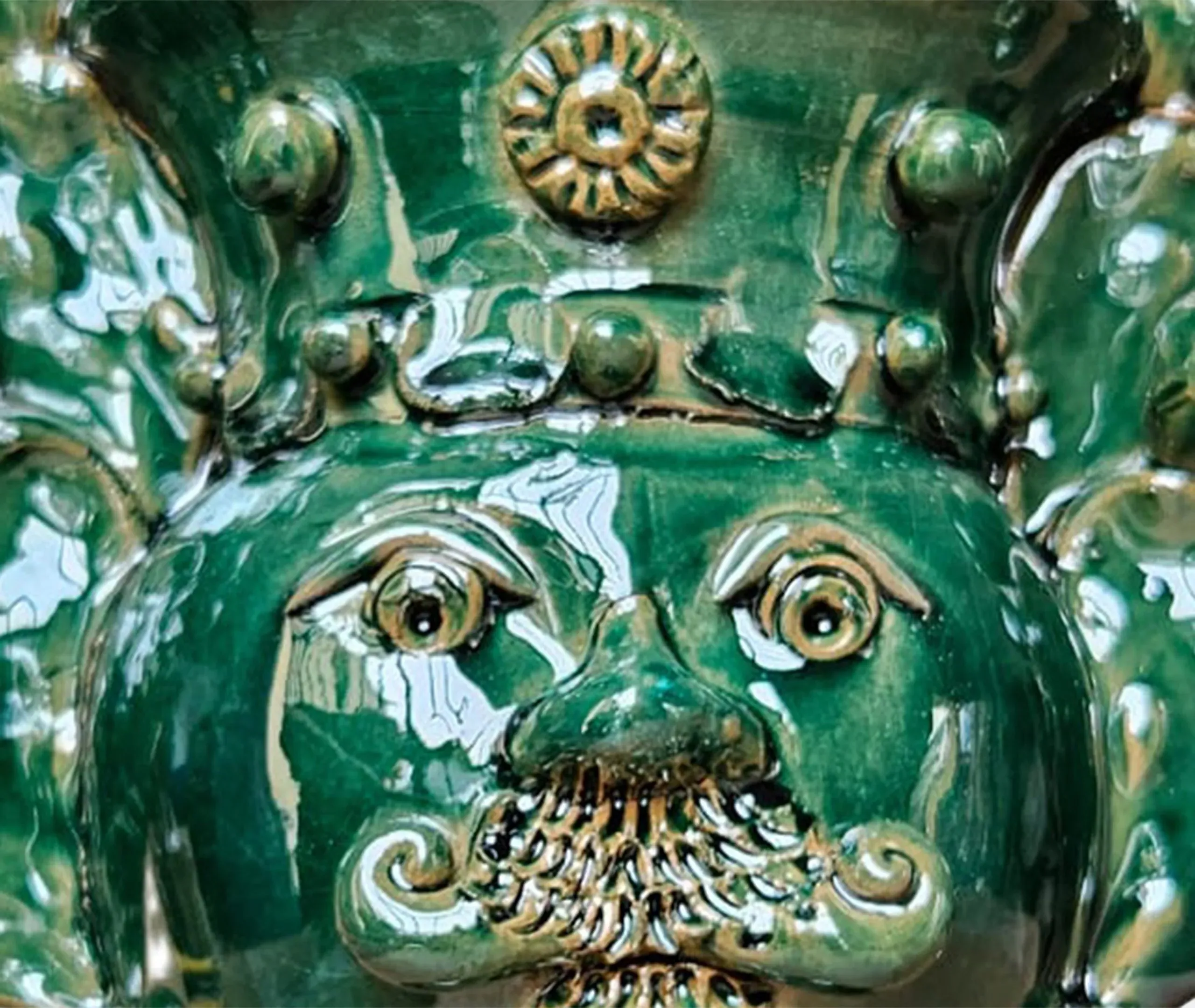 Sicilian Ceramic Vase - Green, Hand-Painted