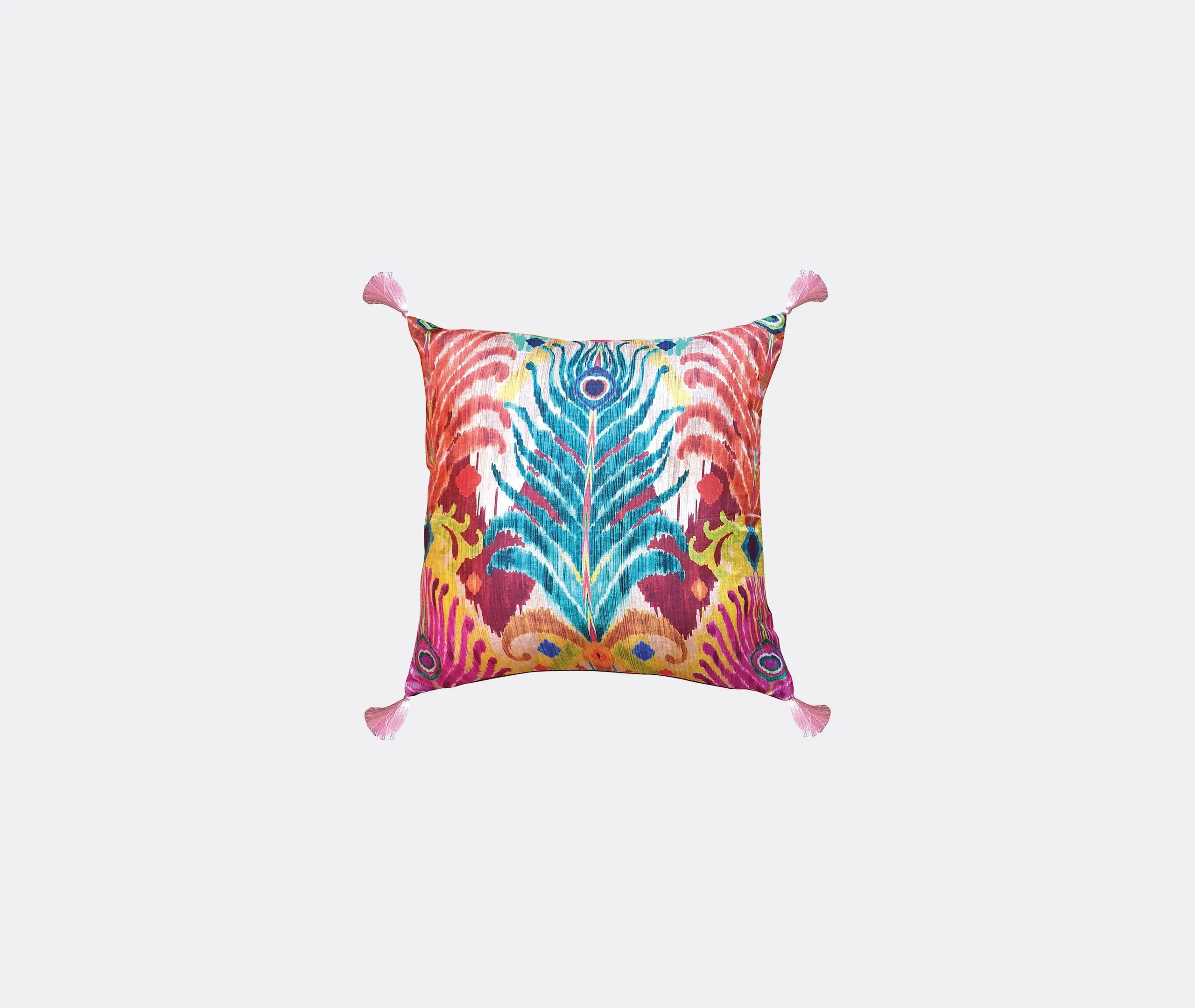 Silk Cushion, Peacock Feather - Multicolor