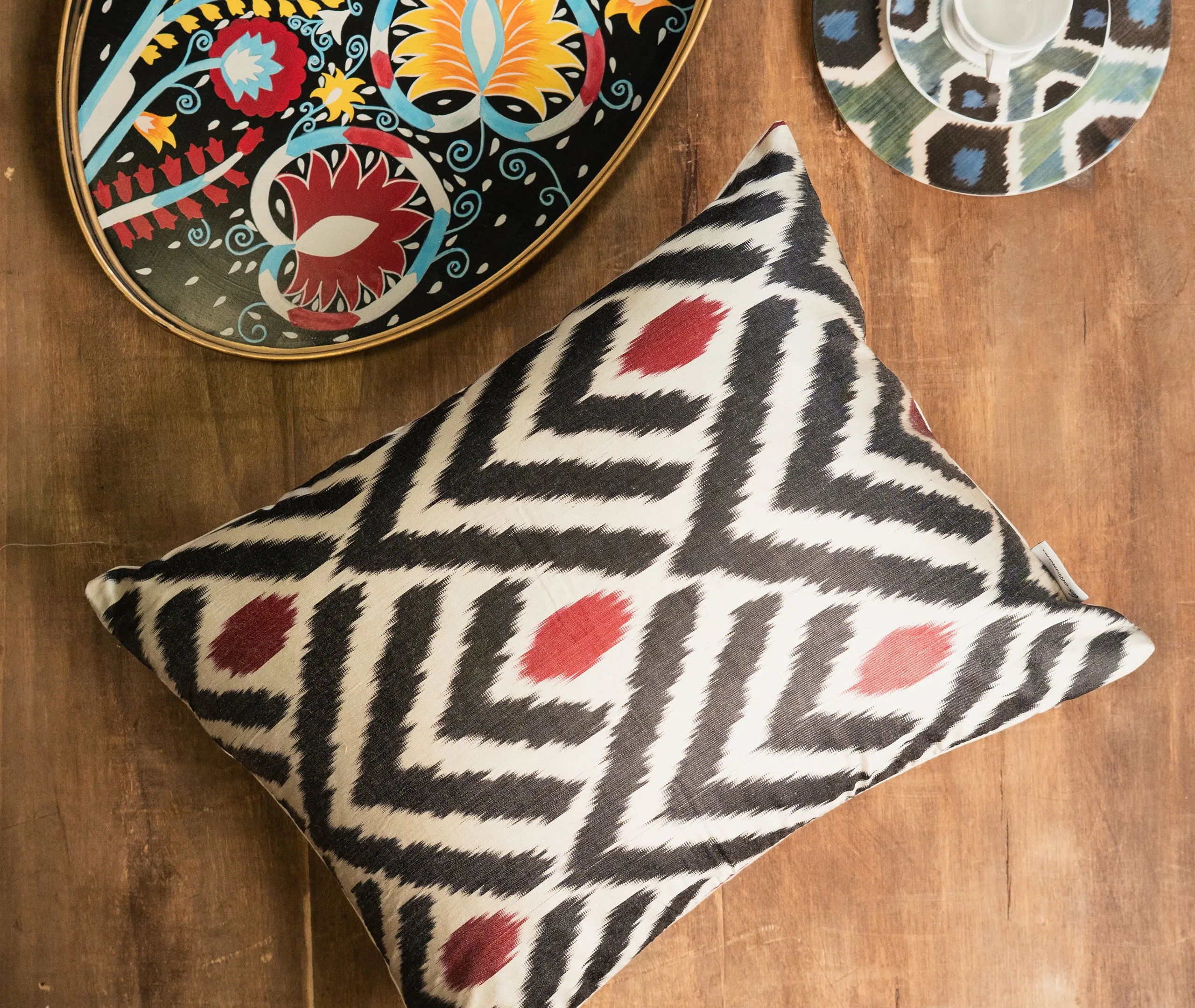 Silk Ikat Cushion - Multicolor