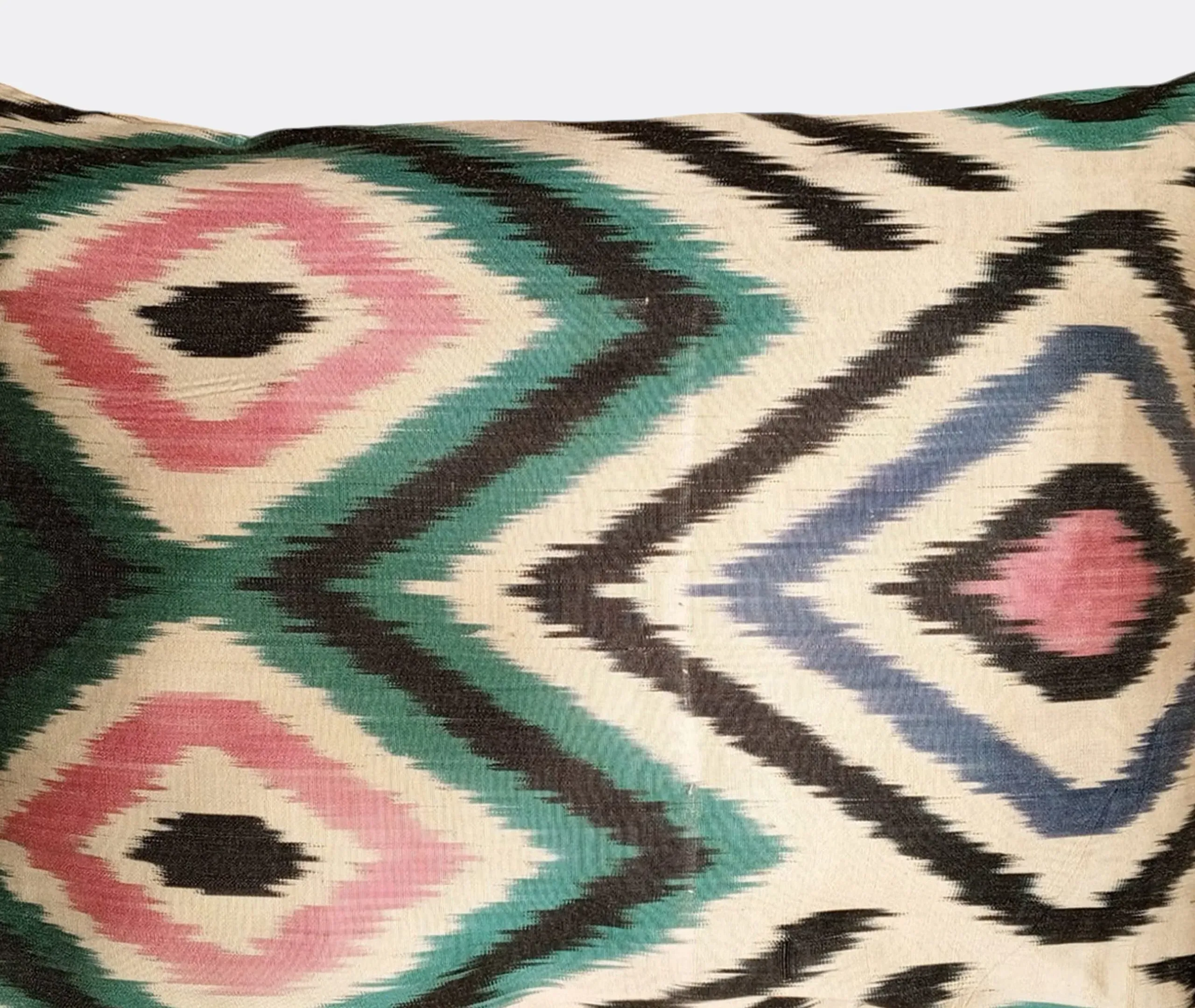 Silk Ikat Cushion - Multicolor, Velvet