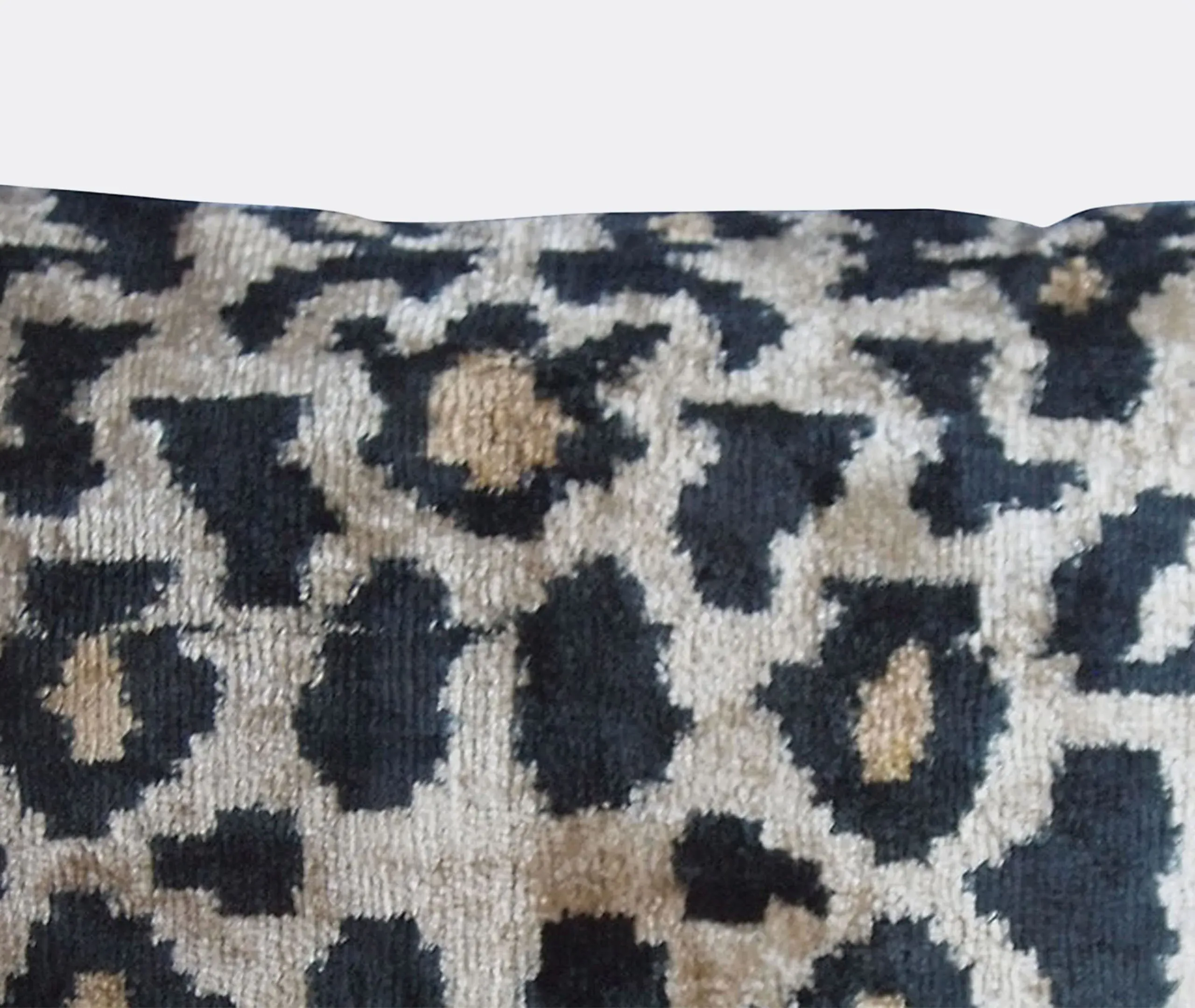 Silk Velvet Cushion - Black and Brown, Silk