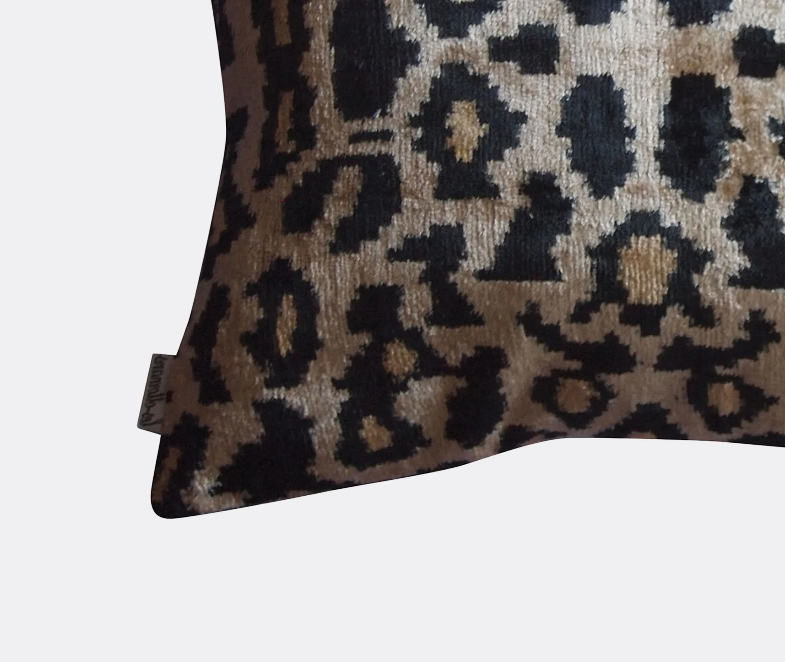 Silk Velvet Cushion - Black and Brown, Silk