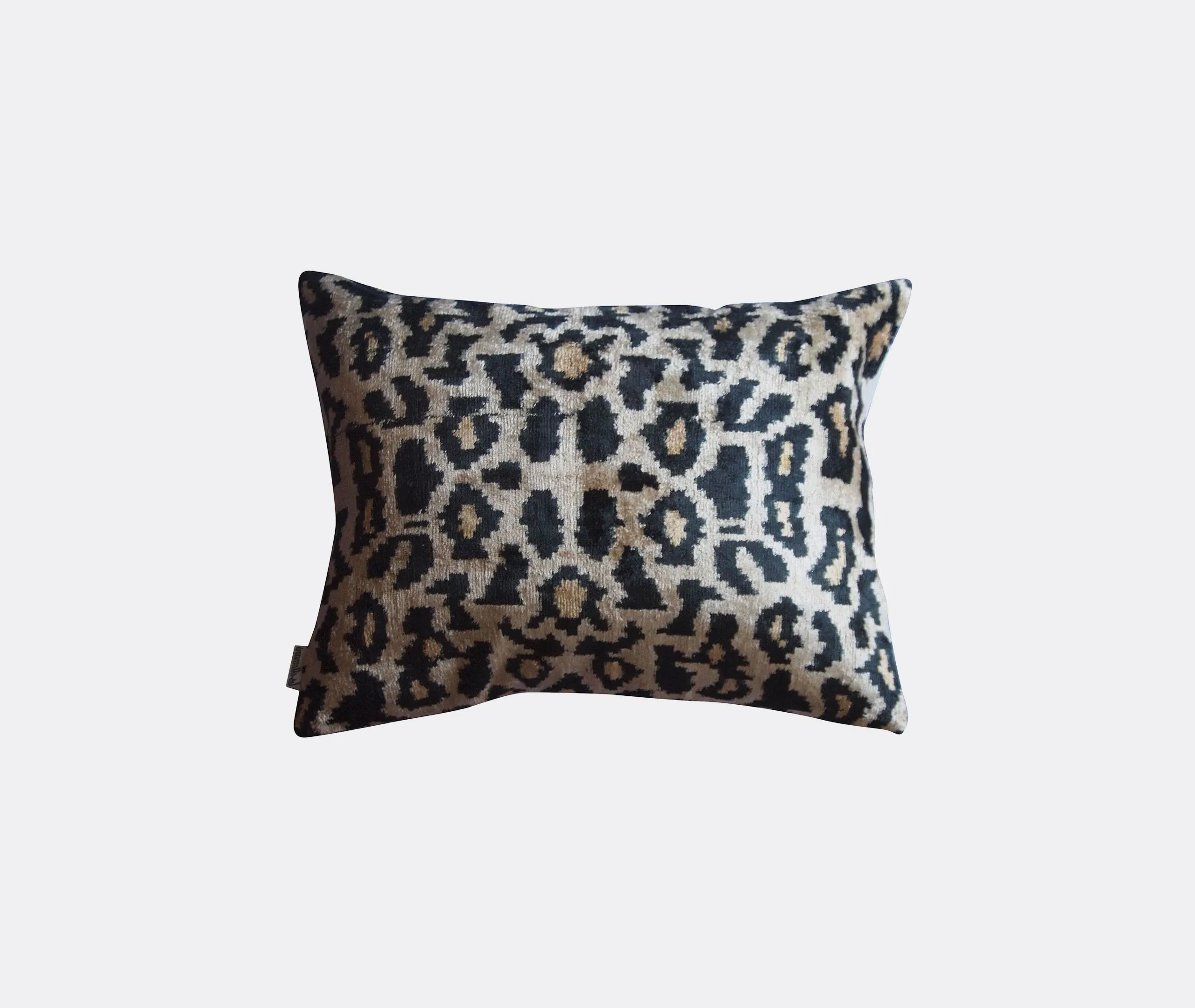 Silk Velvet Cushion - Black and Brown, Silk image