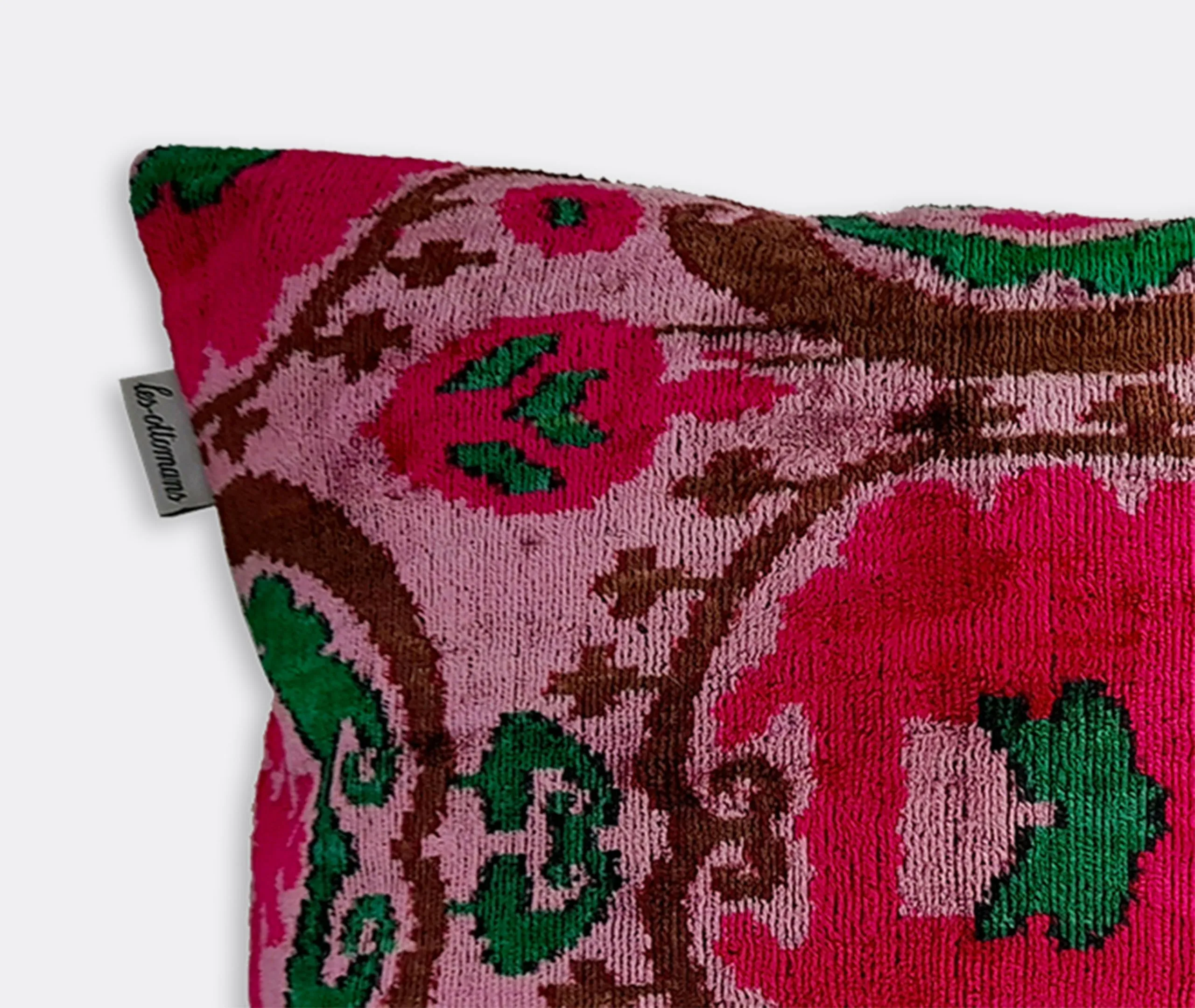 Silk Velvet Cushion with Ikat Pattern - Multicolor