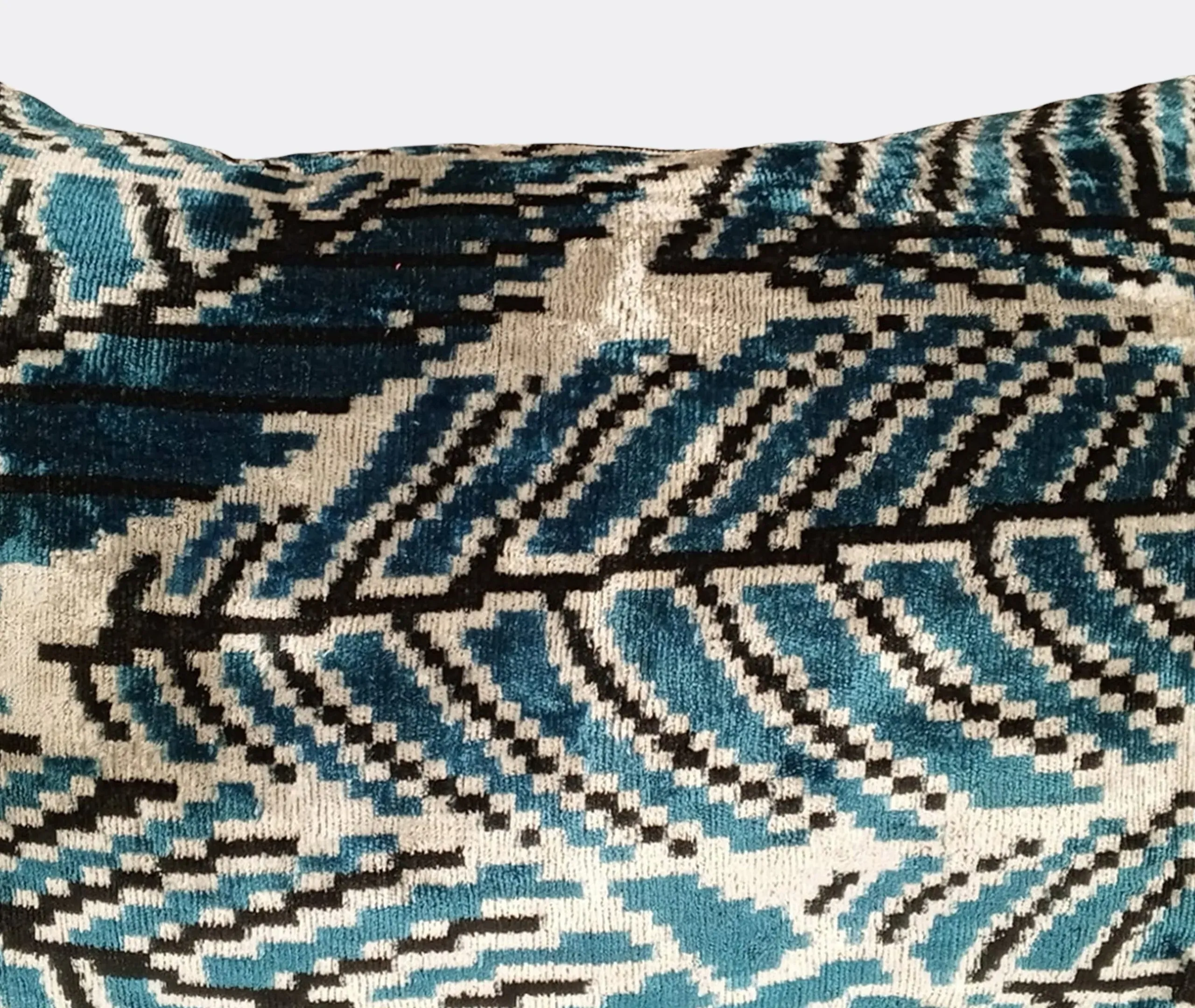Silk Velvet Cushion with Leaf Pattern - Multicolor