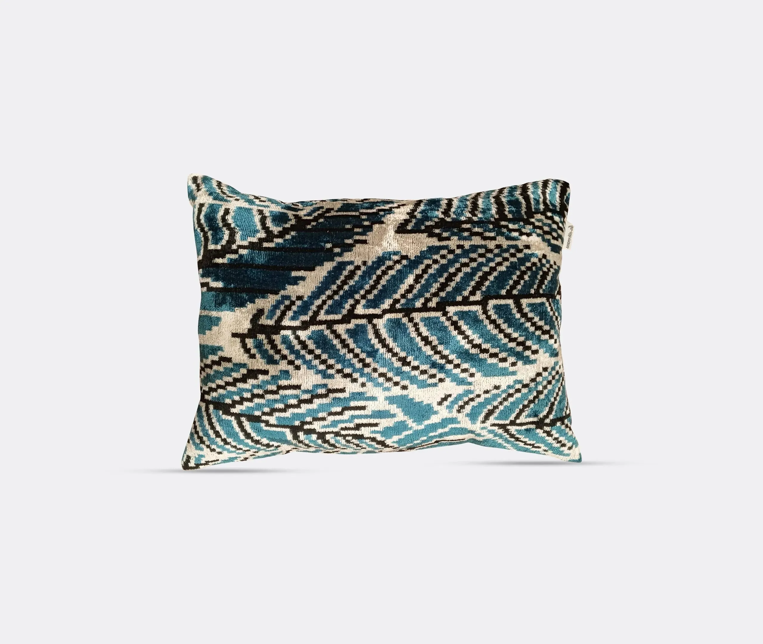 Silk Velvet Cushion with Leaf Pattern - Multicolor