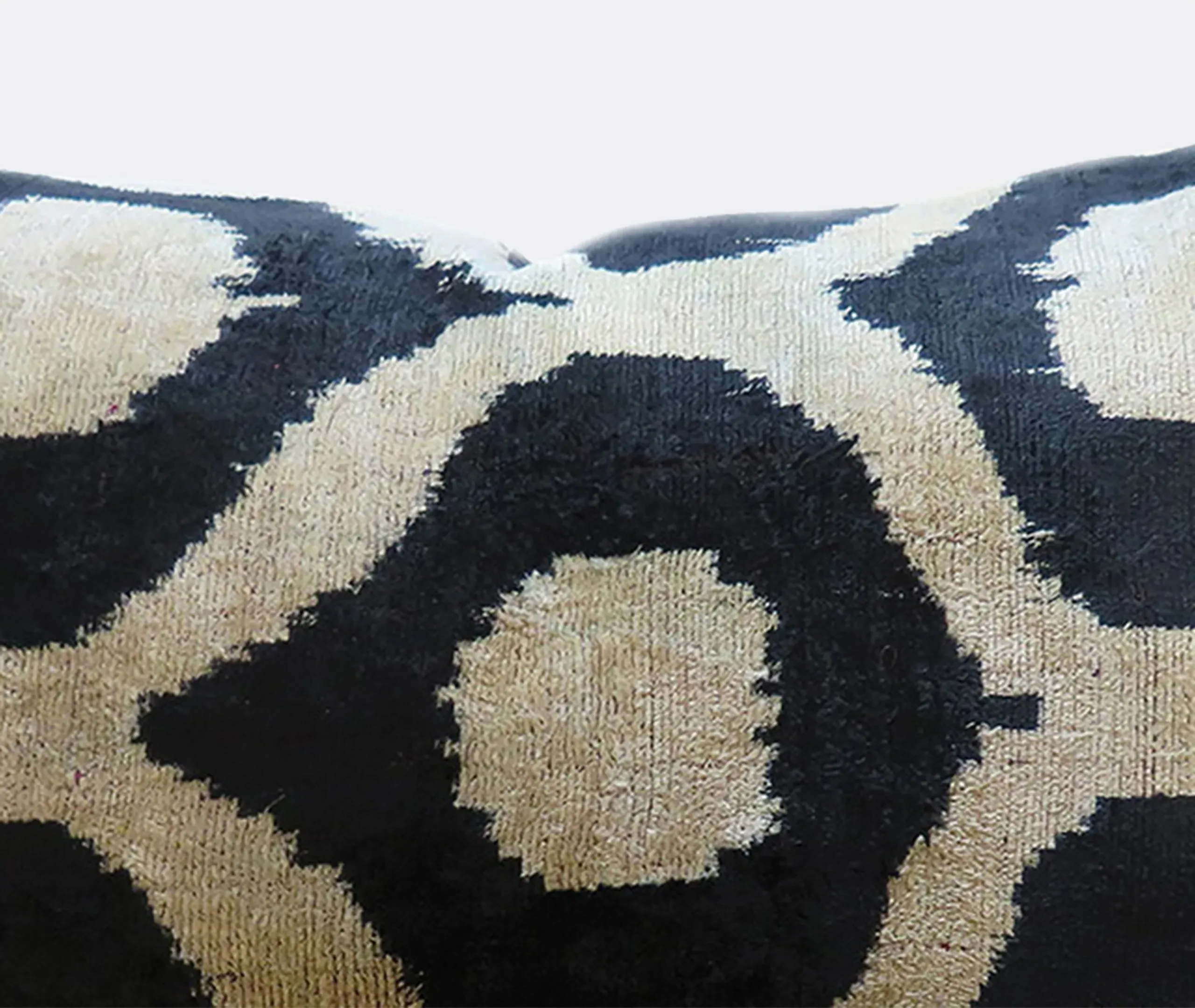 Silk Velvet Cushion with Pattern - White, Blue