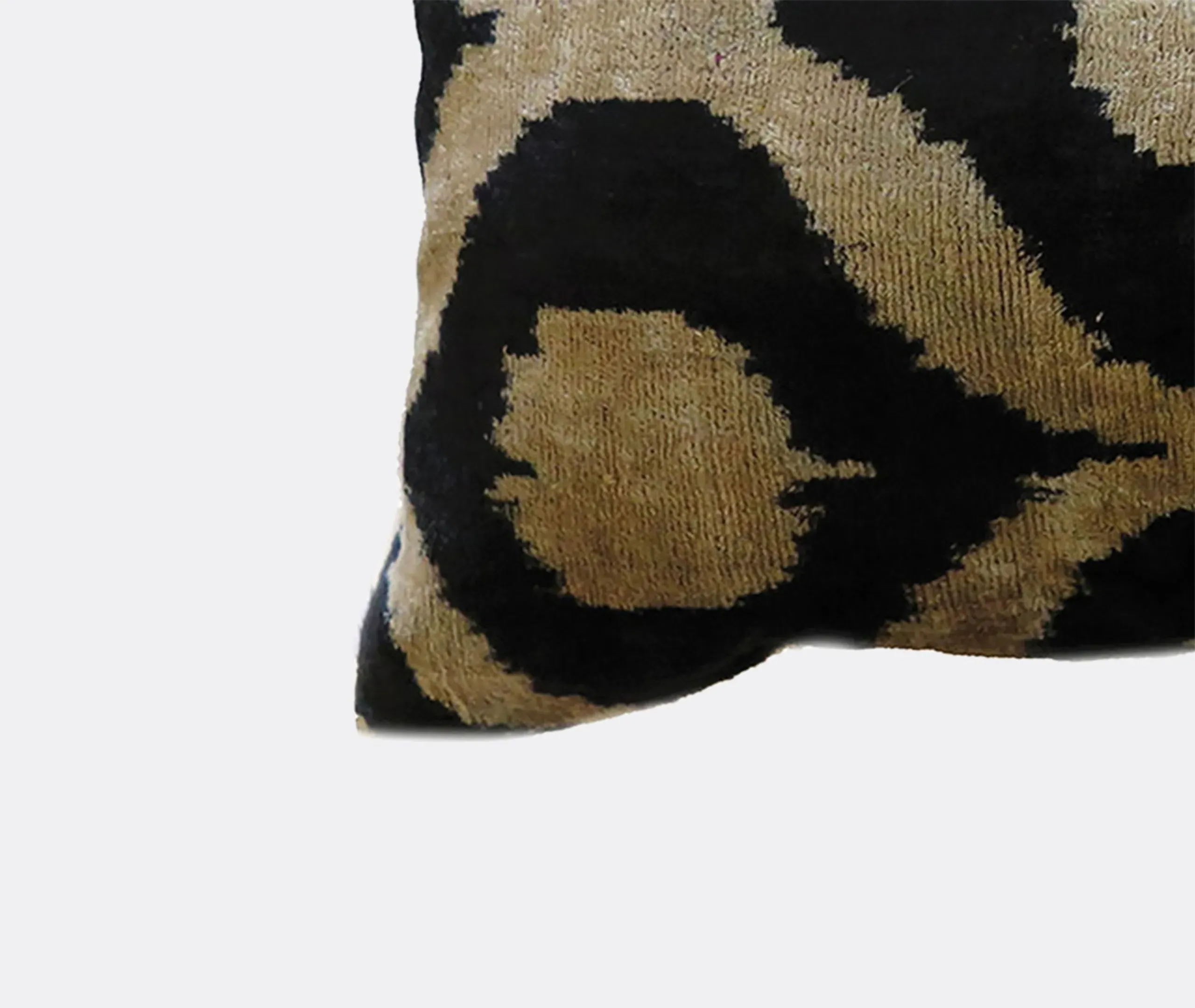 Silk Velvet Cushion with Pattern - White, Blue