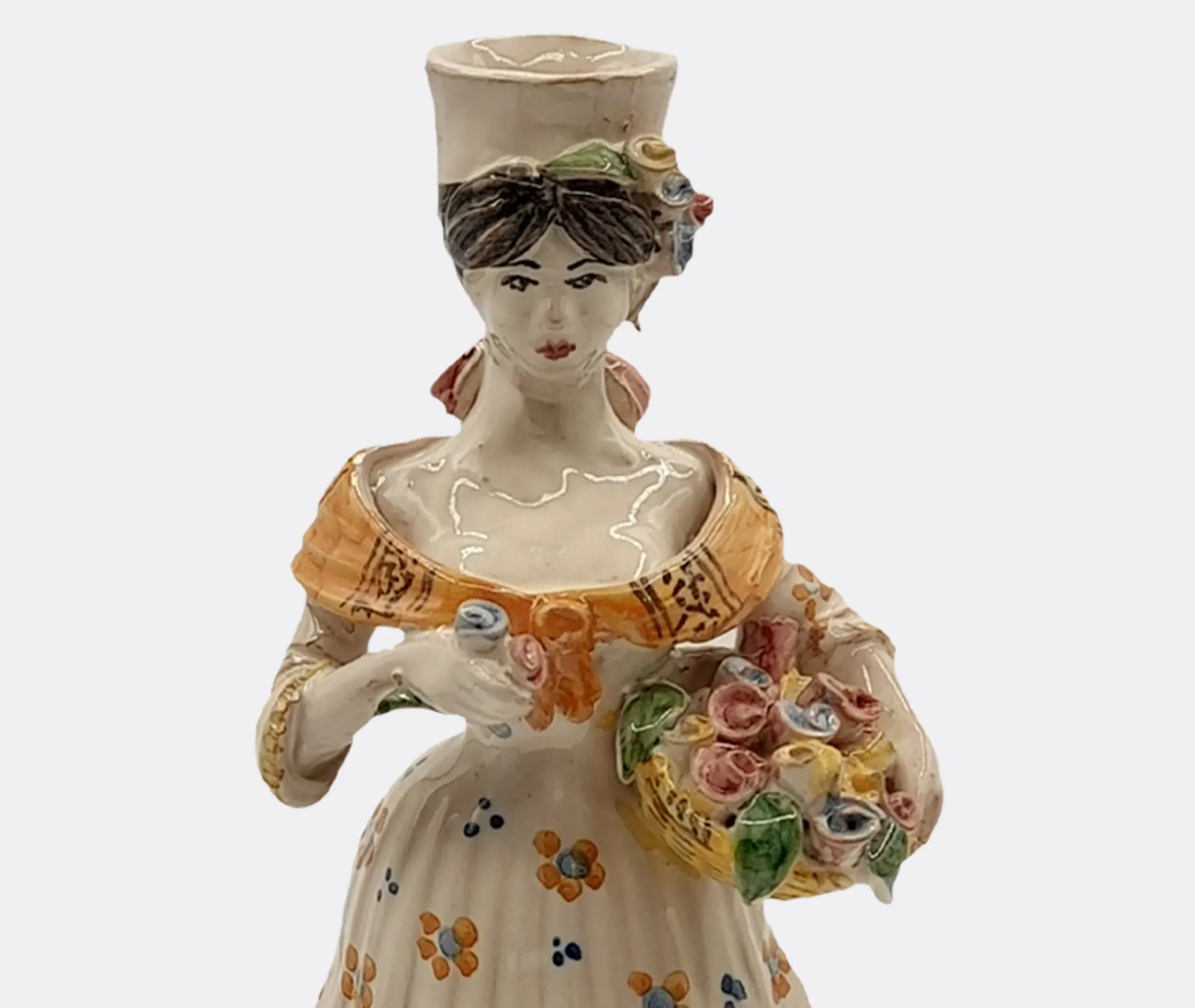 Small Lemon Woman Candleholder - Multicolor, Porcelain