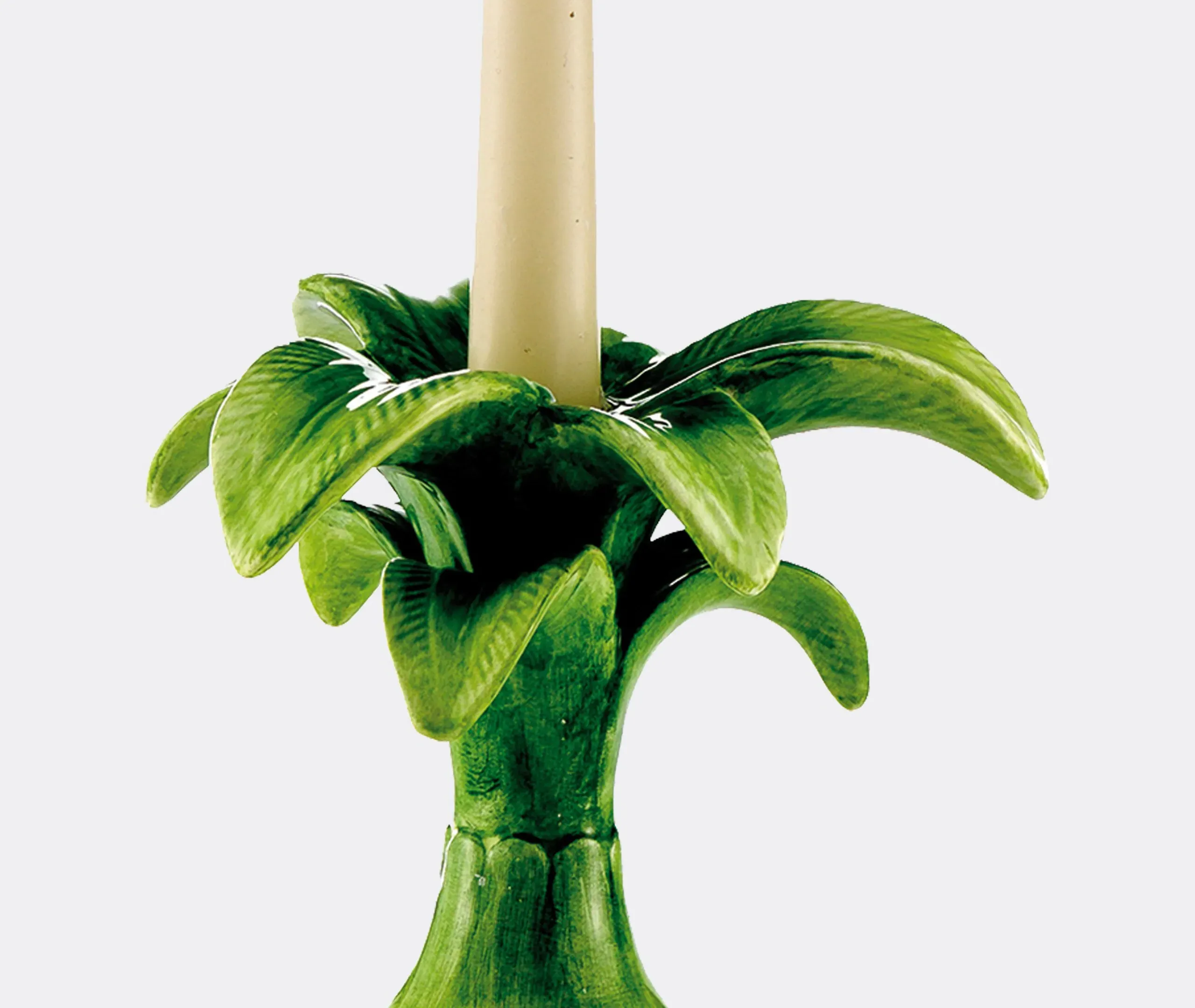 Small Palm Candleholder - Green, Ceramic