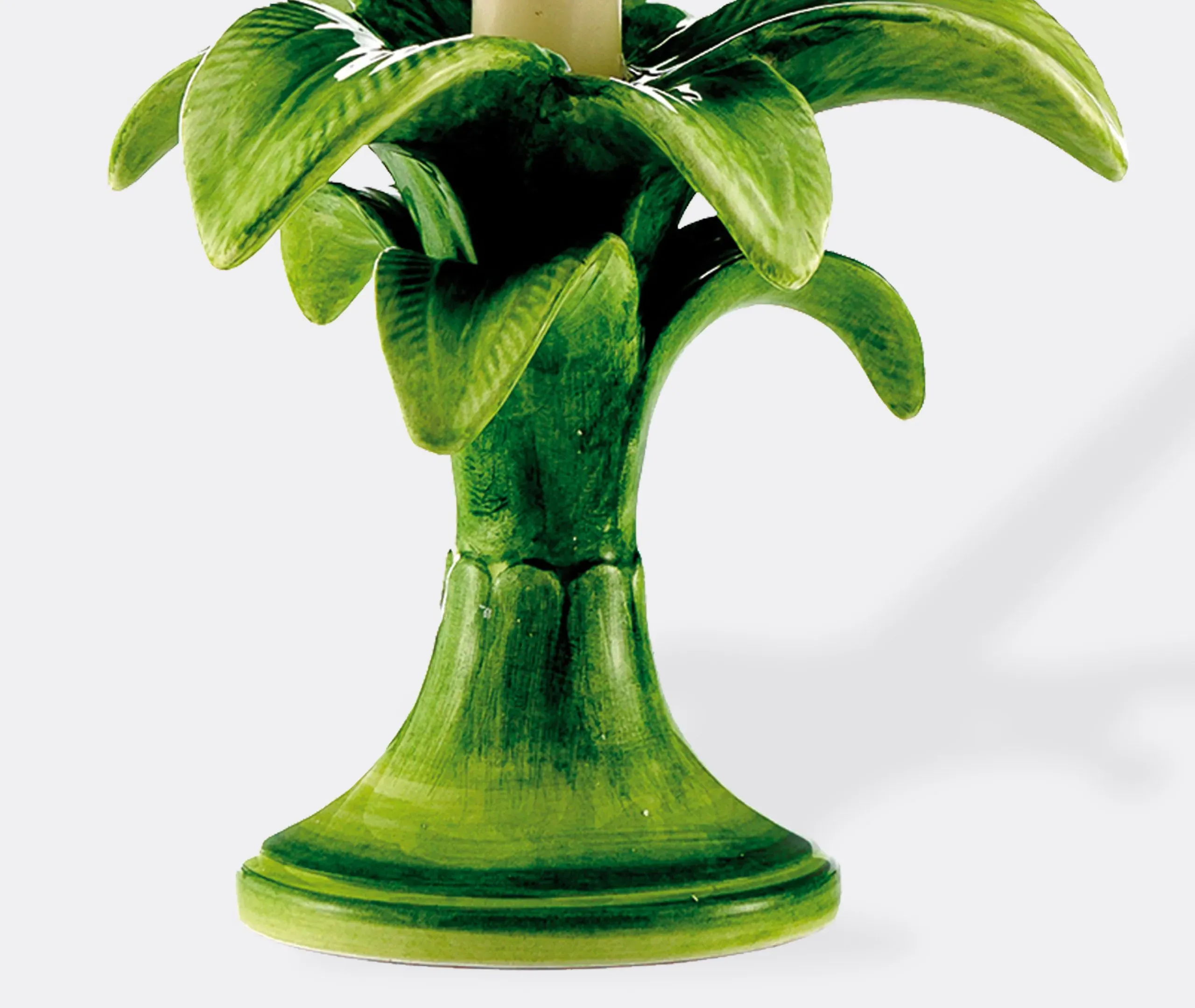 Small Palm Candleholder - Green, Ceramic