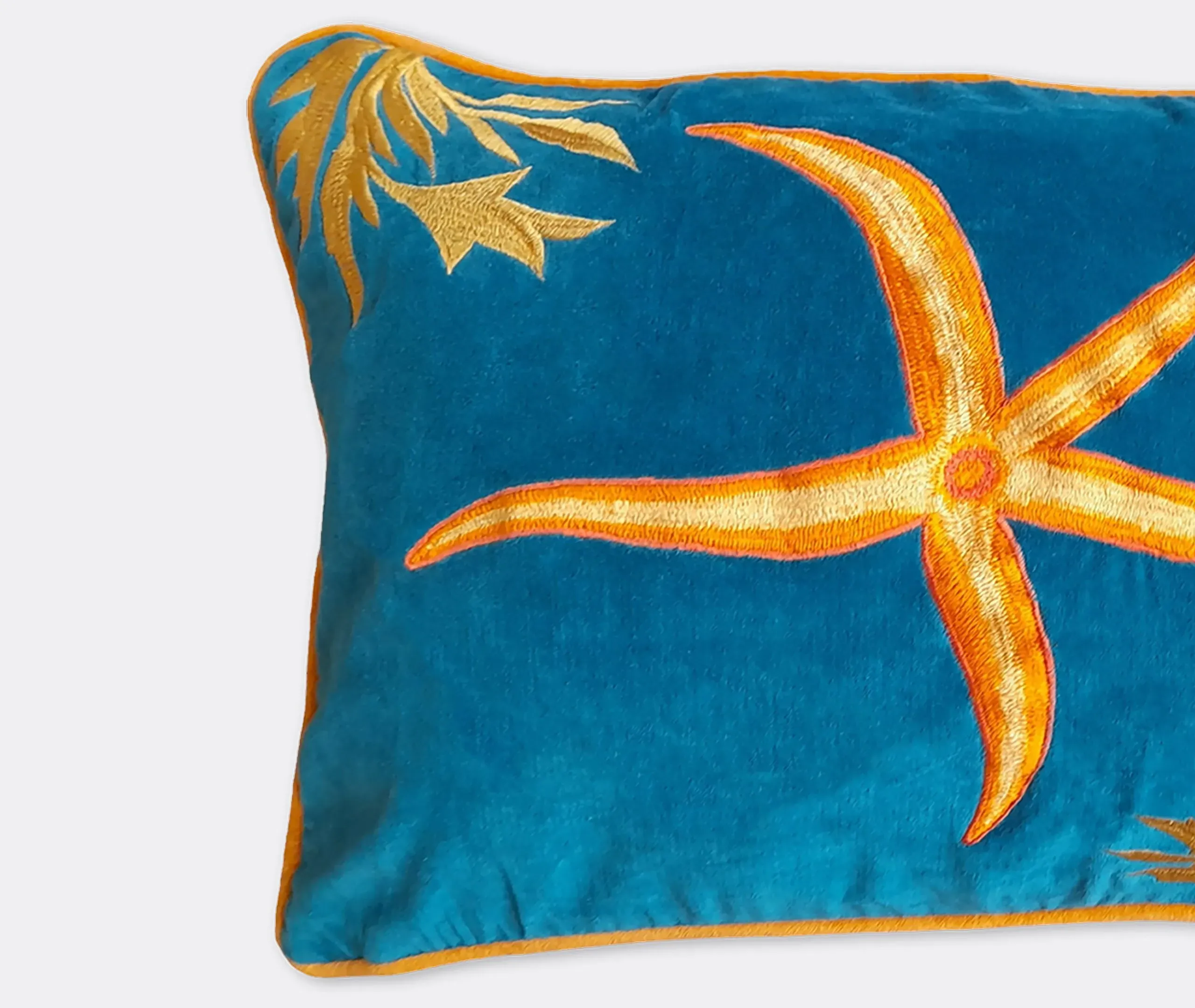 Starfish Embroidered Cushion - Multicolor, Linen