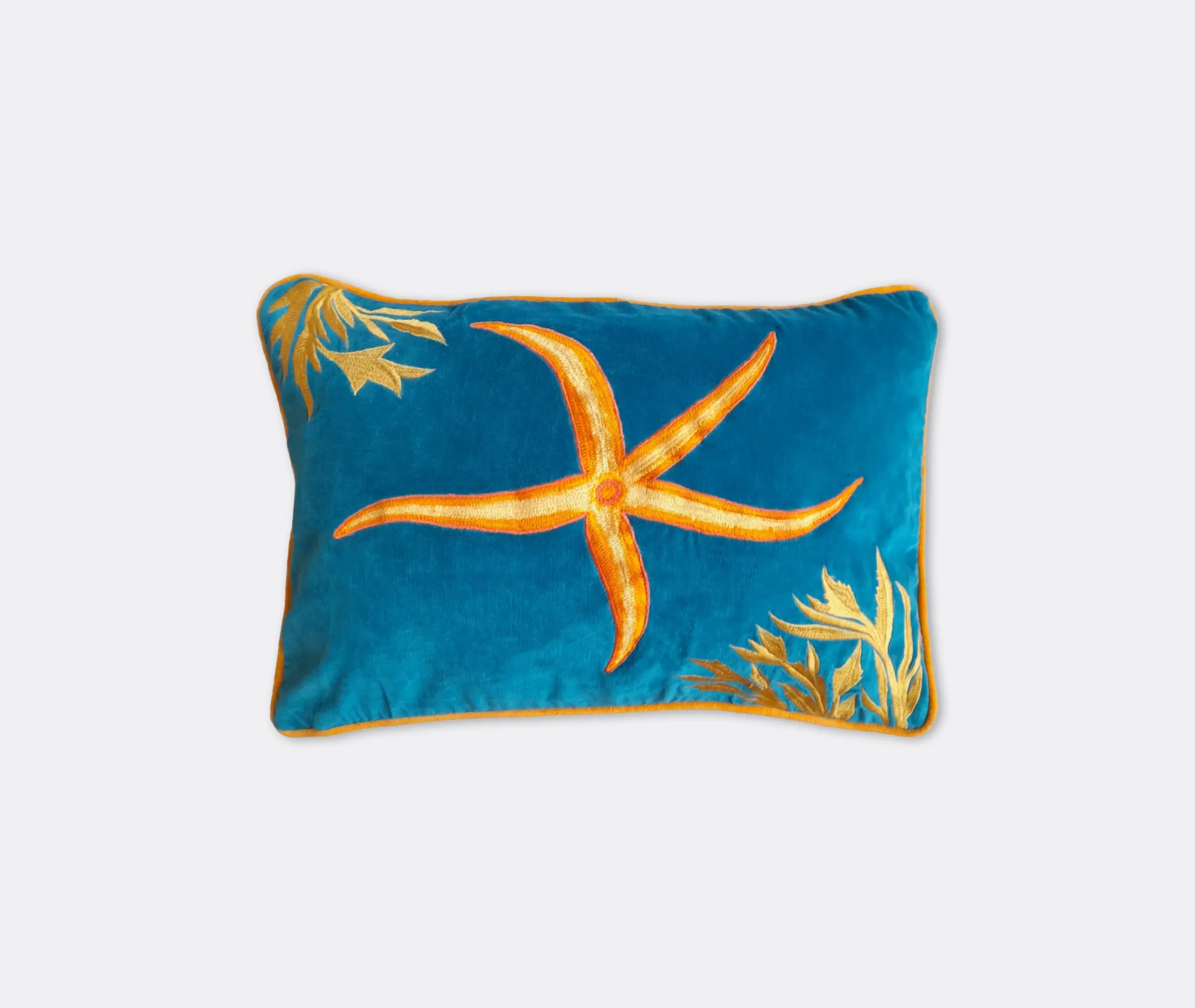Starfish Embroidered Cushion - Multicolor, Linen