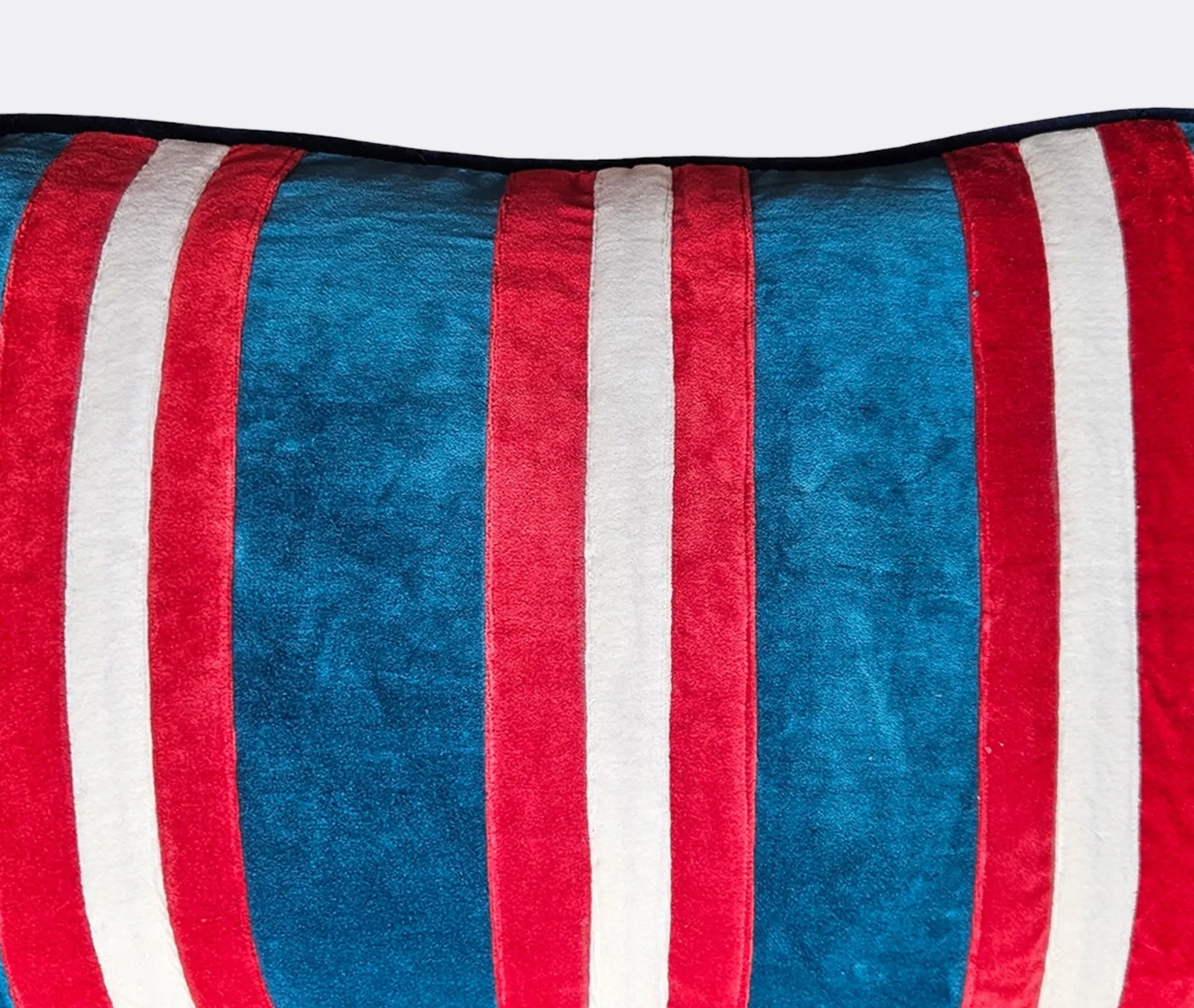 Striped Velvet Cushion - Blue, Velvet