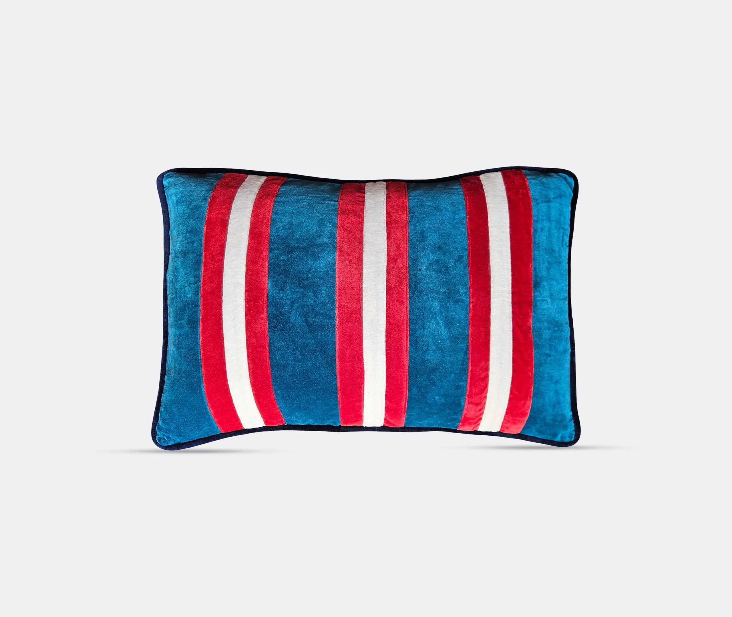 Striped Velvet Cushion - Blue, Velvet image
