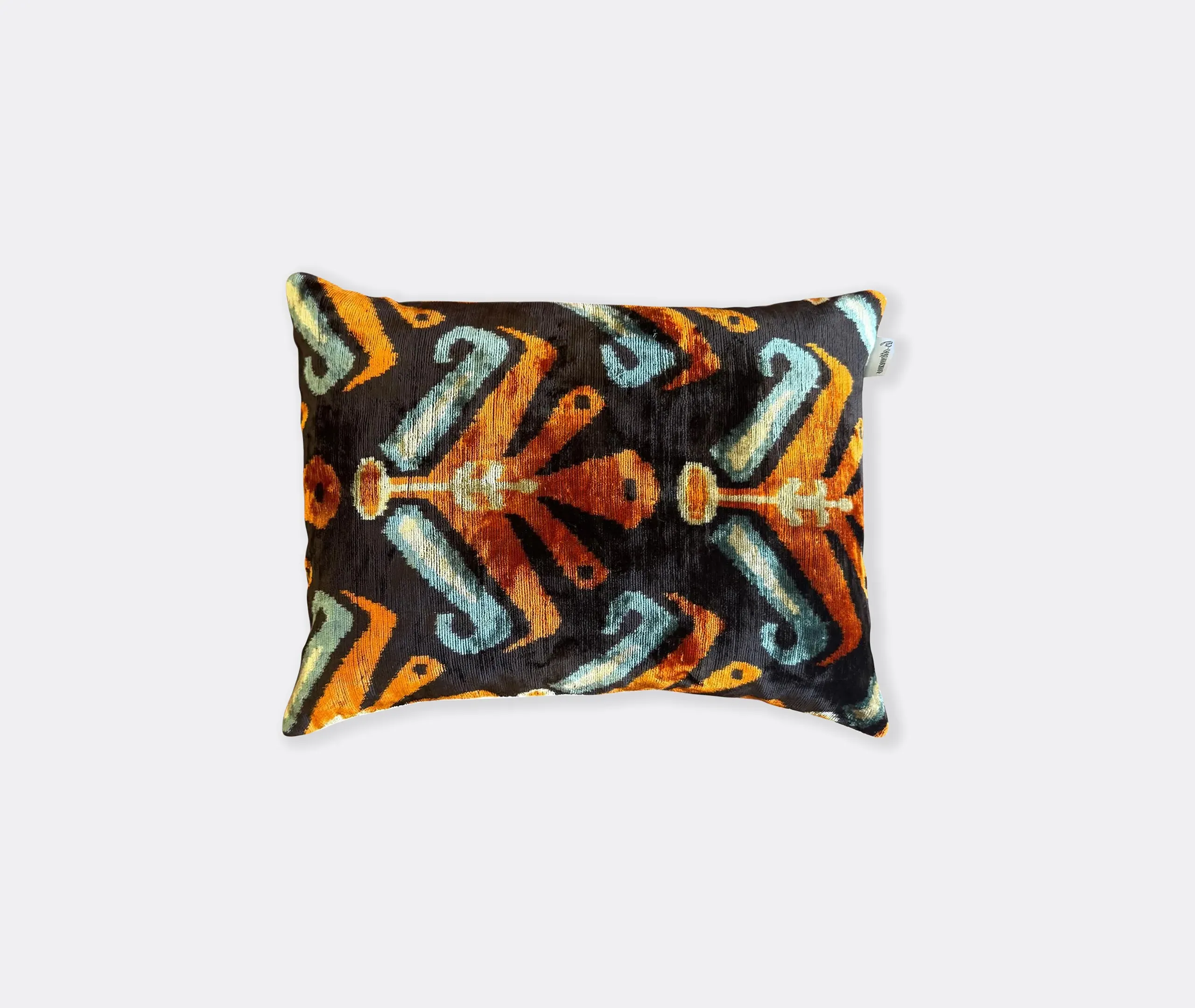 Velvet Cushion - Orange, Navy image