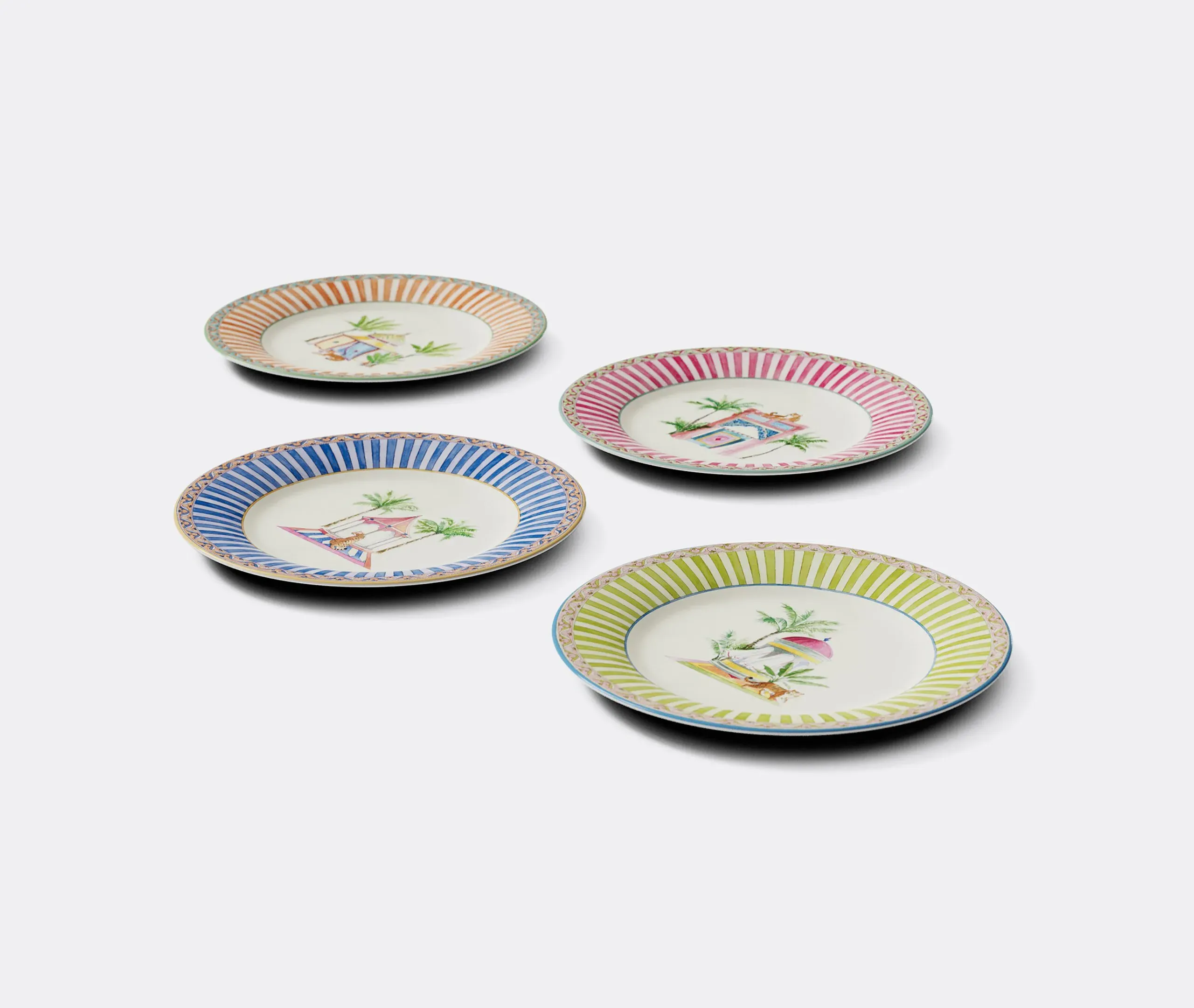 Dessert Plate Set of 4 - Multicolor, Porcelain