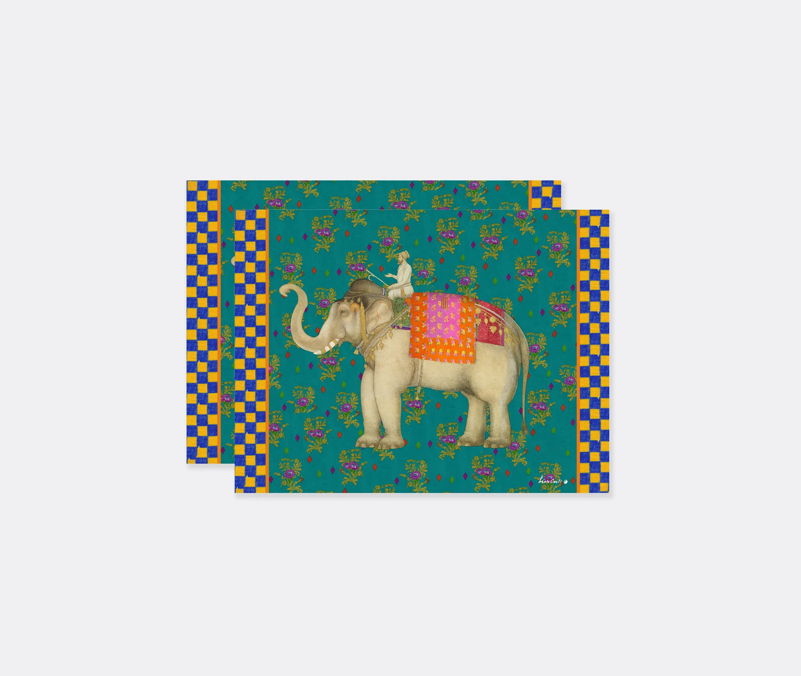 Elephant Rany Masonite Rectangular Placemat Set of Two - Green product