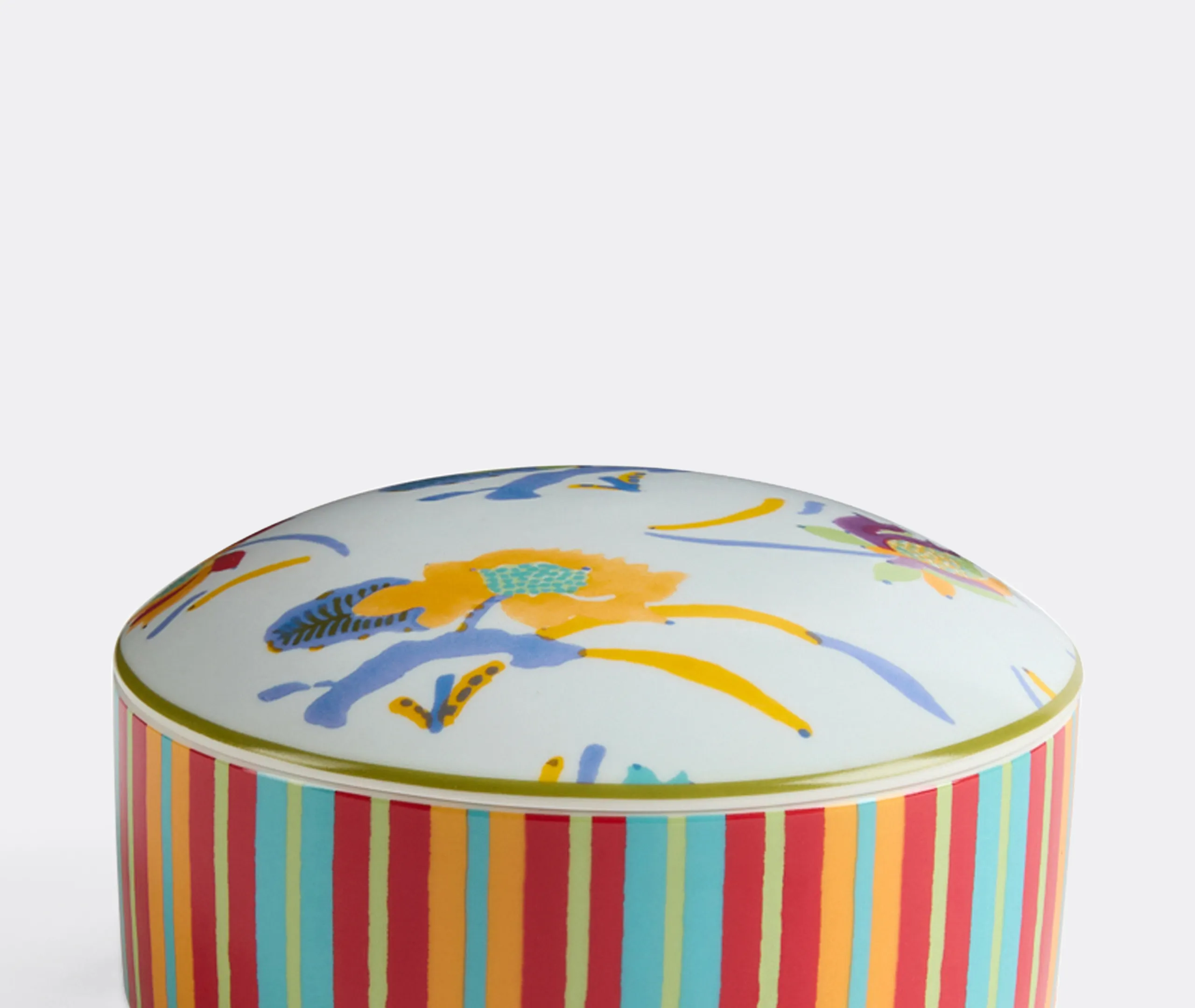 Japanese Round Jewelry Box - Light Blue, Porcelain alternate view