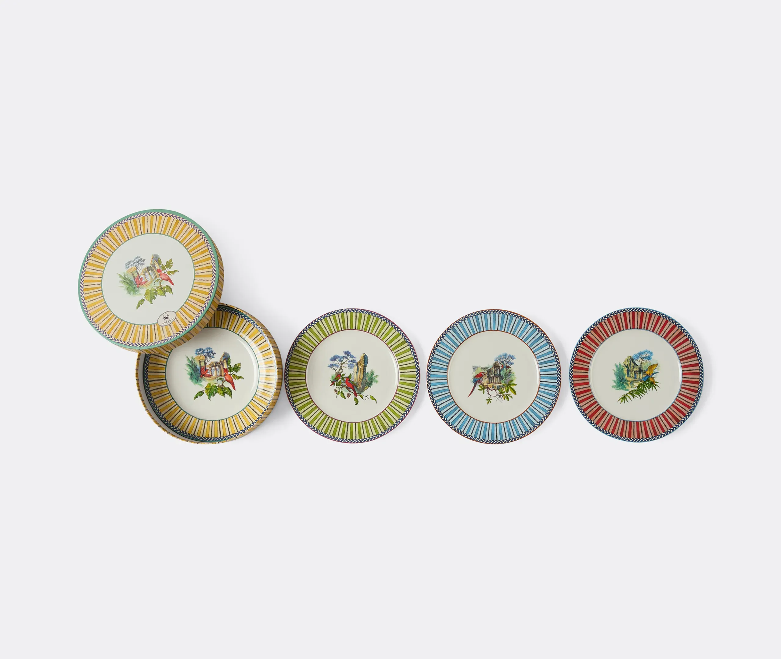 Jungle Parrot Dessert Plate Set of Four - Multicolour alternate view
