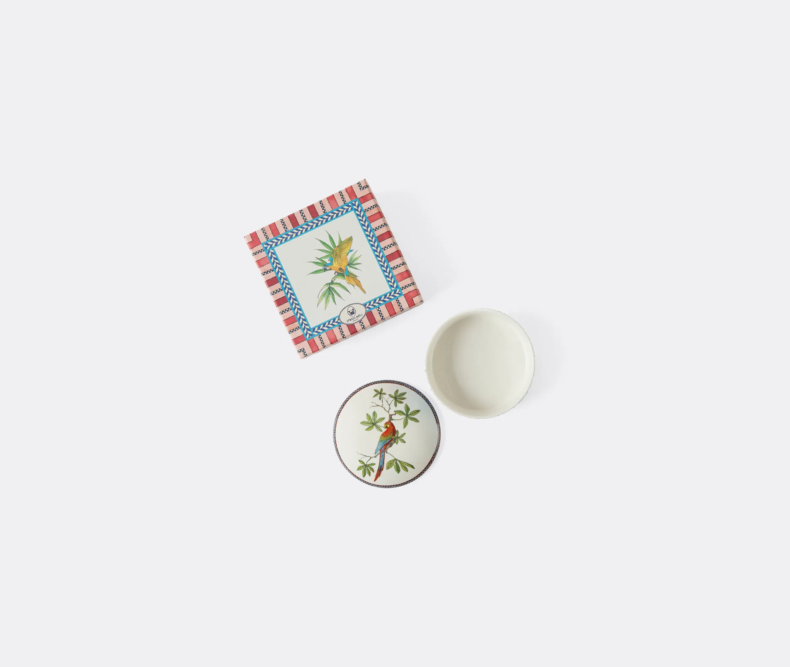 Jungle Parrot Round Jewelry Box - Blue, Porcelain alternate view