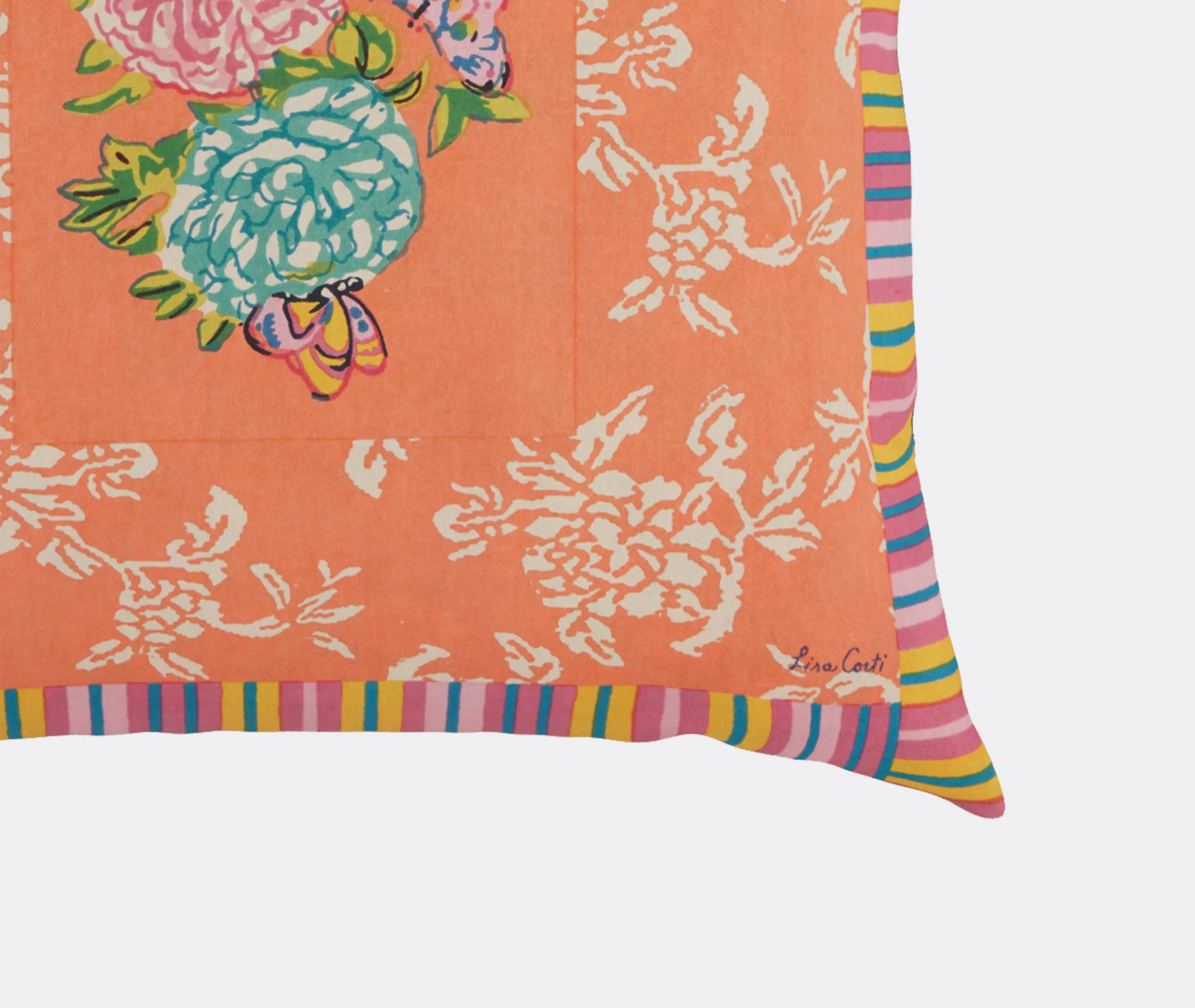 Medium Cushion with Floral Print - Pink