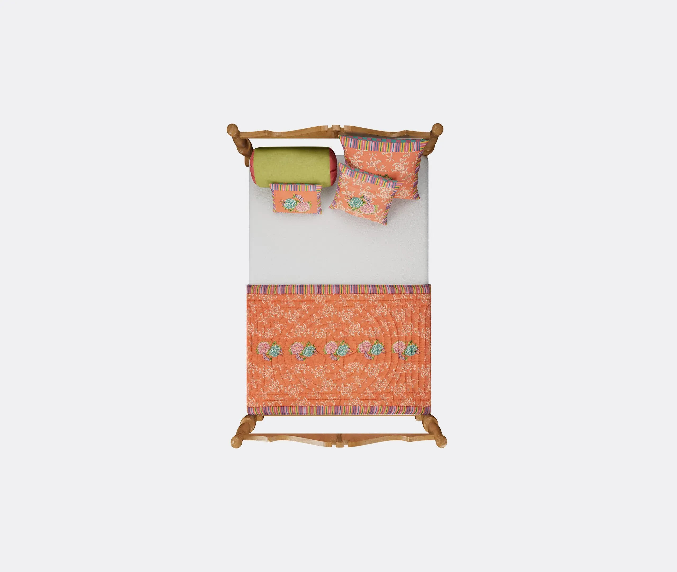 Medium Cushion with Floral Print - Pink
