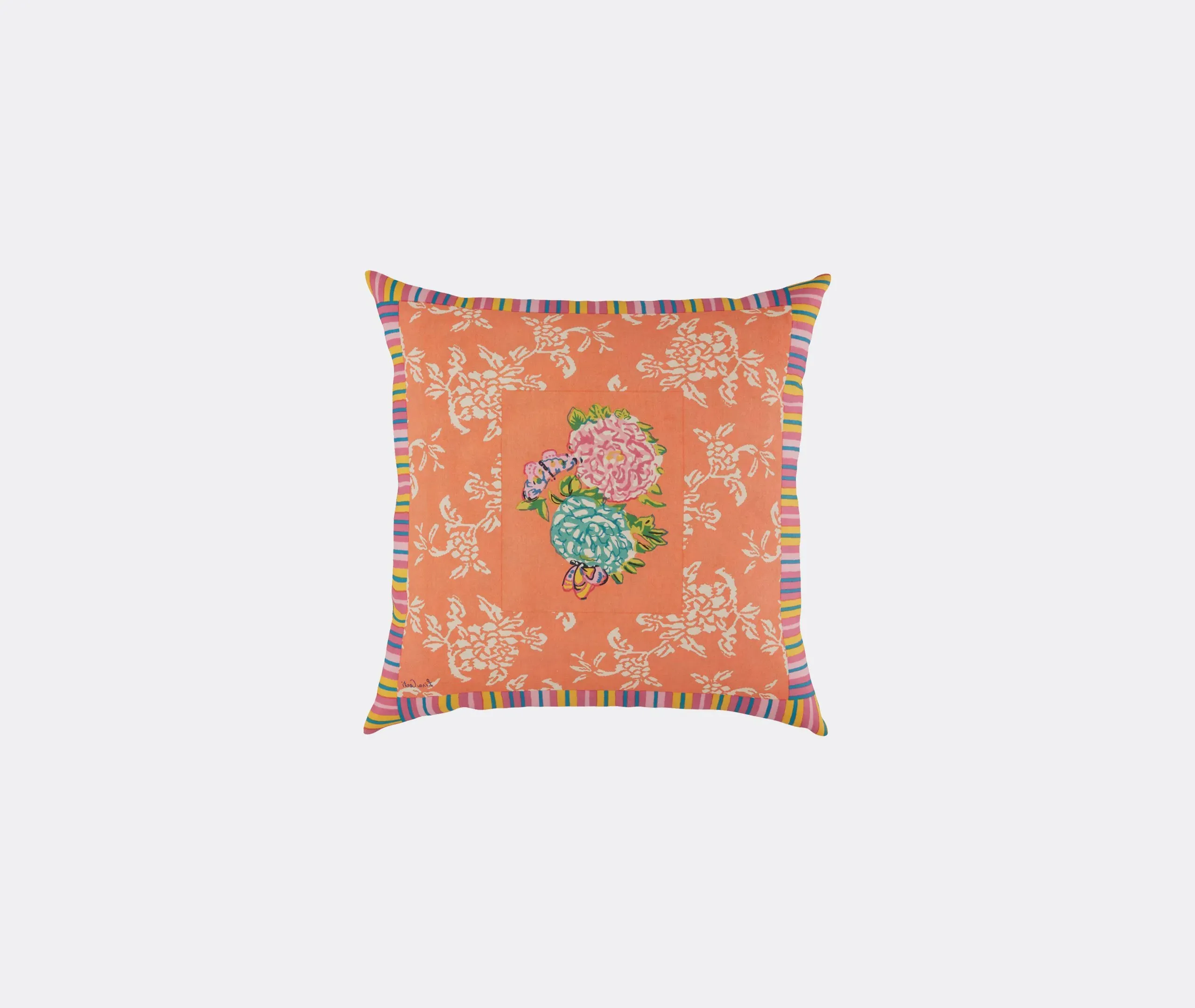 Medium Cushion with Floral Print - Pink image
