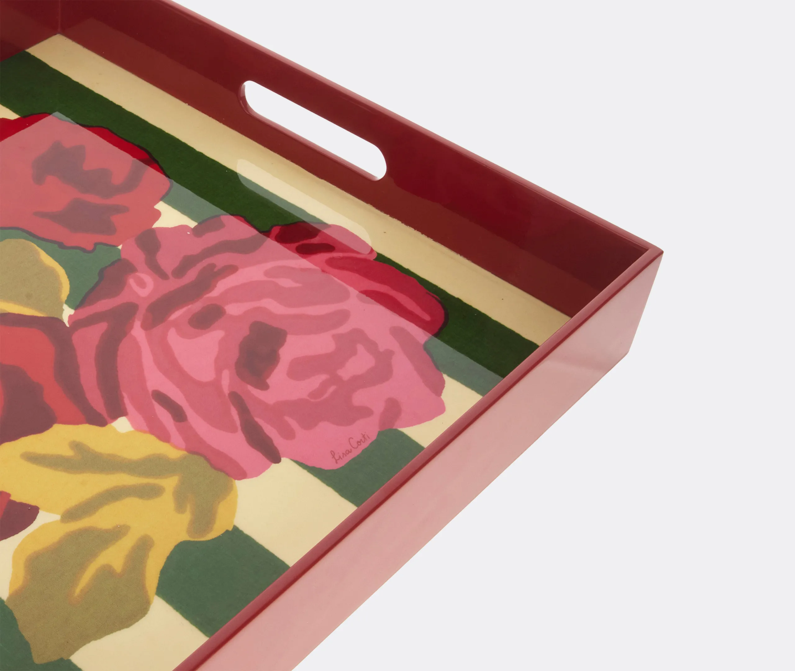 Nizam Stripes Serving Tray - Green, Wood alternate view