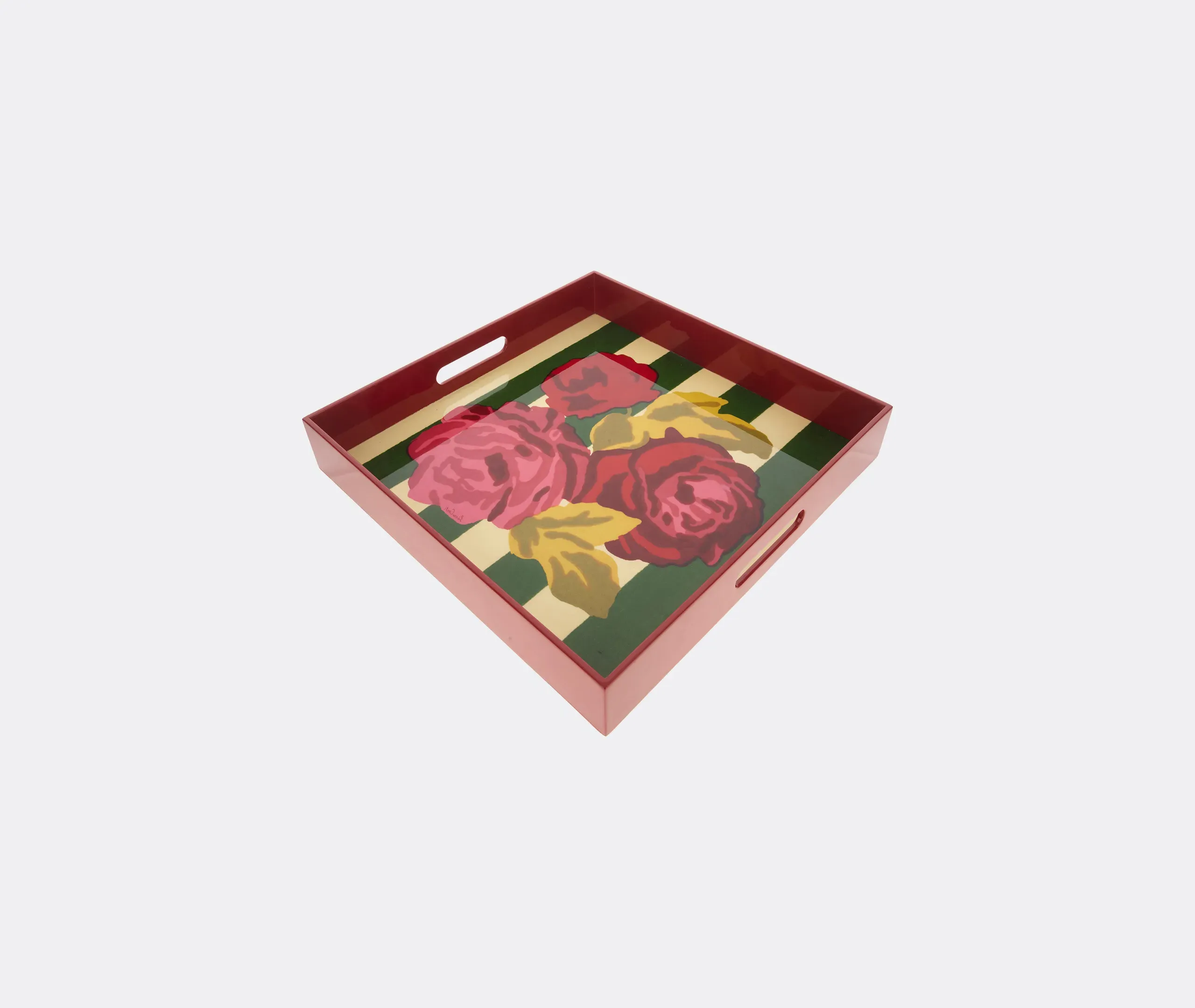Nizam Stripes Serving Tray - Green, Wood product