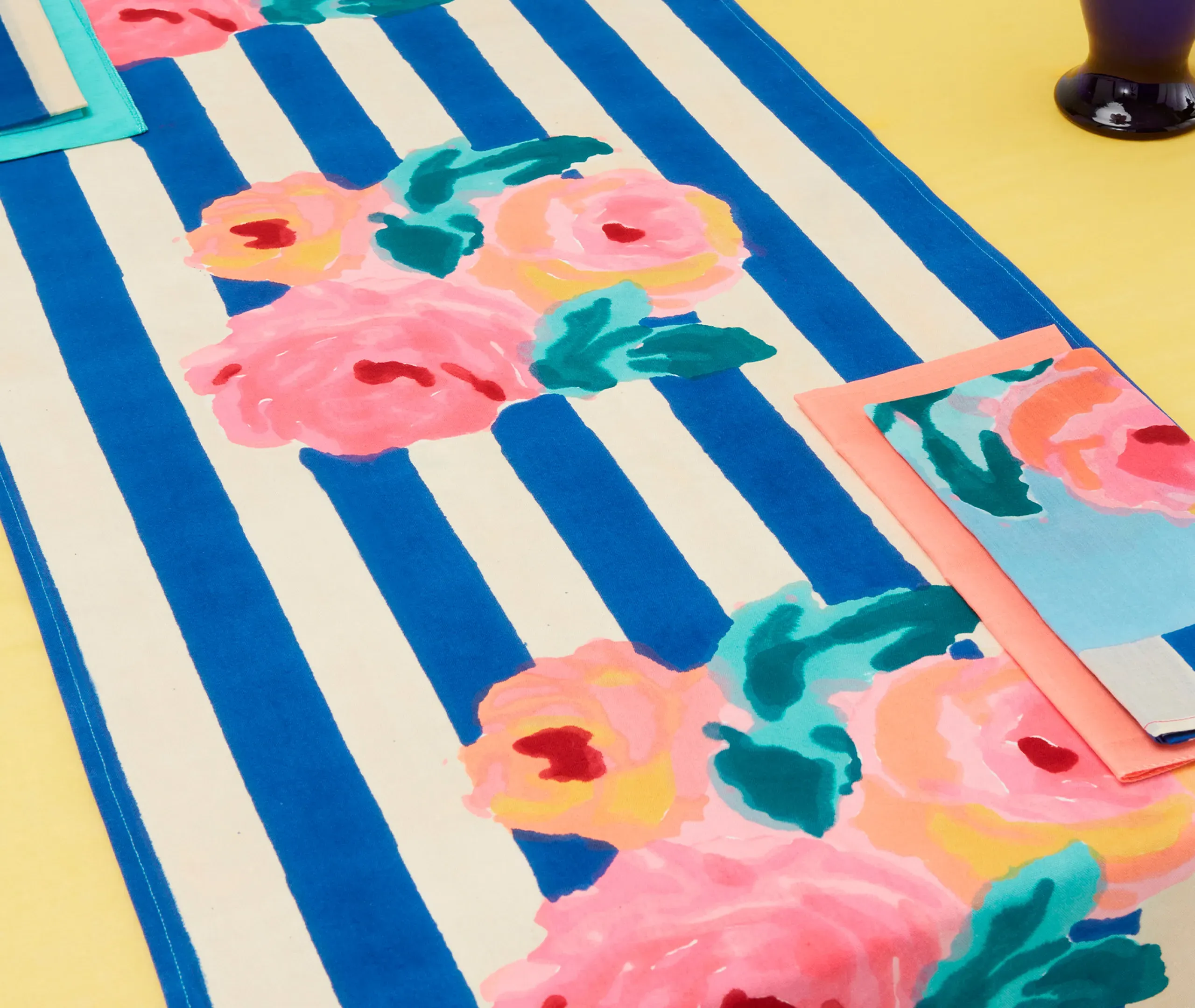 Nizam Stripes Table Runner - Blue, Cotton