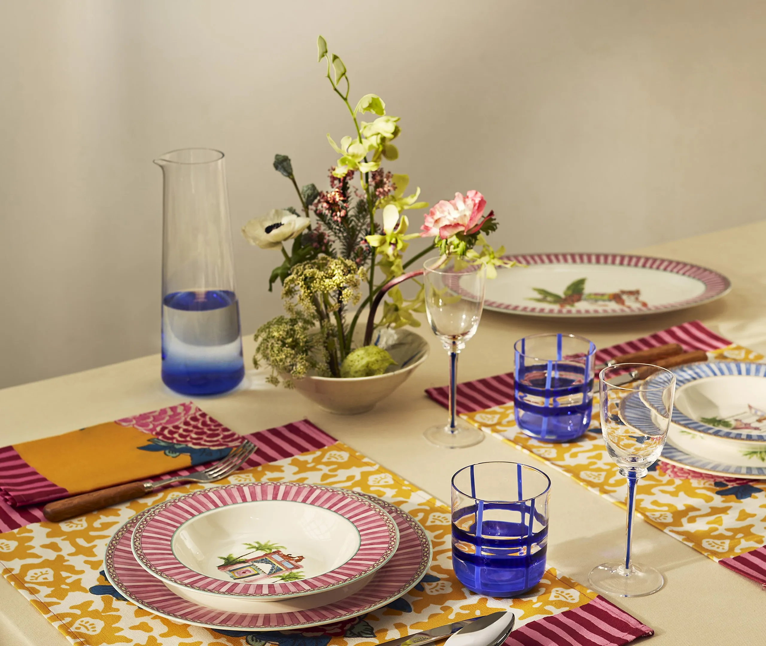 Oval Serving Tray with Tiger Print - Pink
