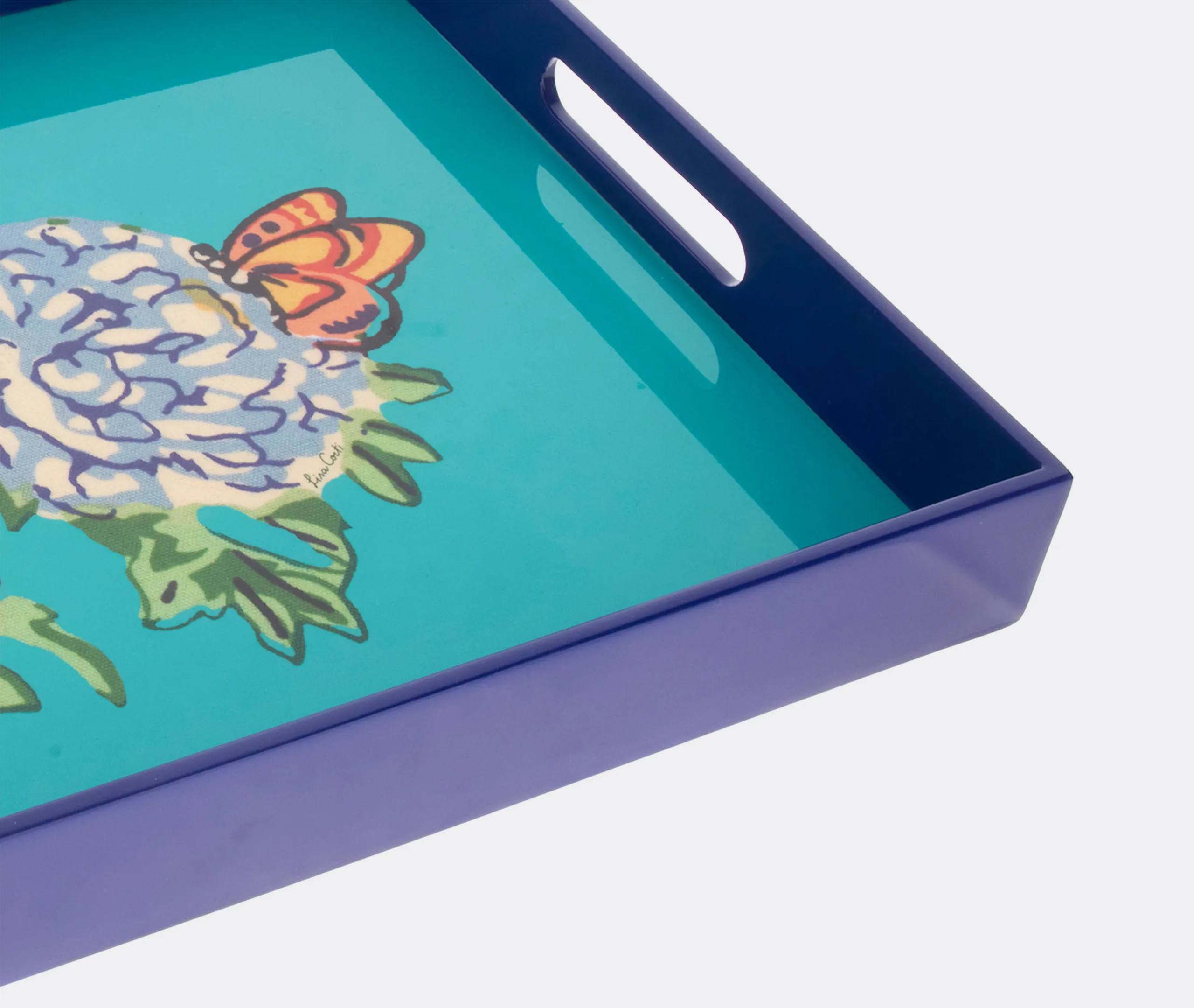 Queen Flower Oval Serving Tray - Green, Wood