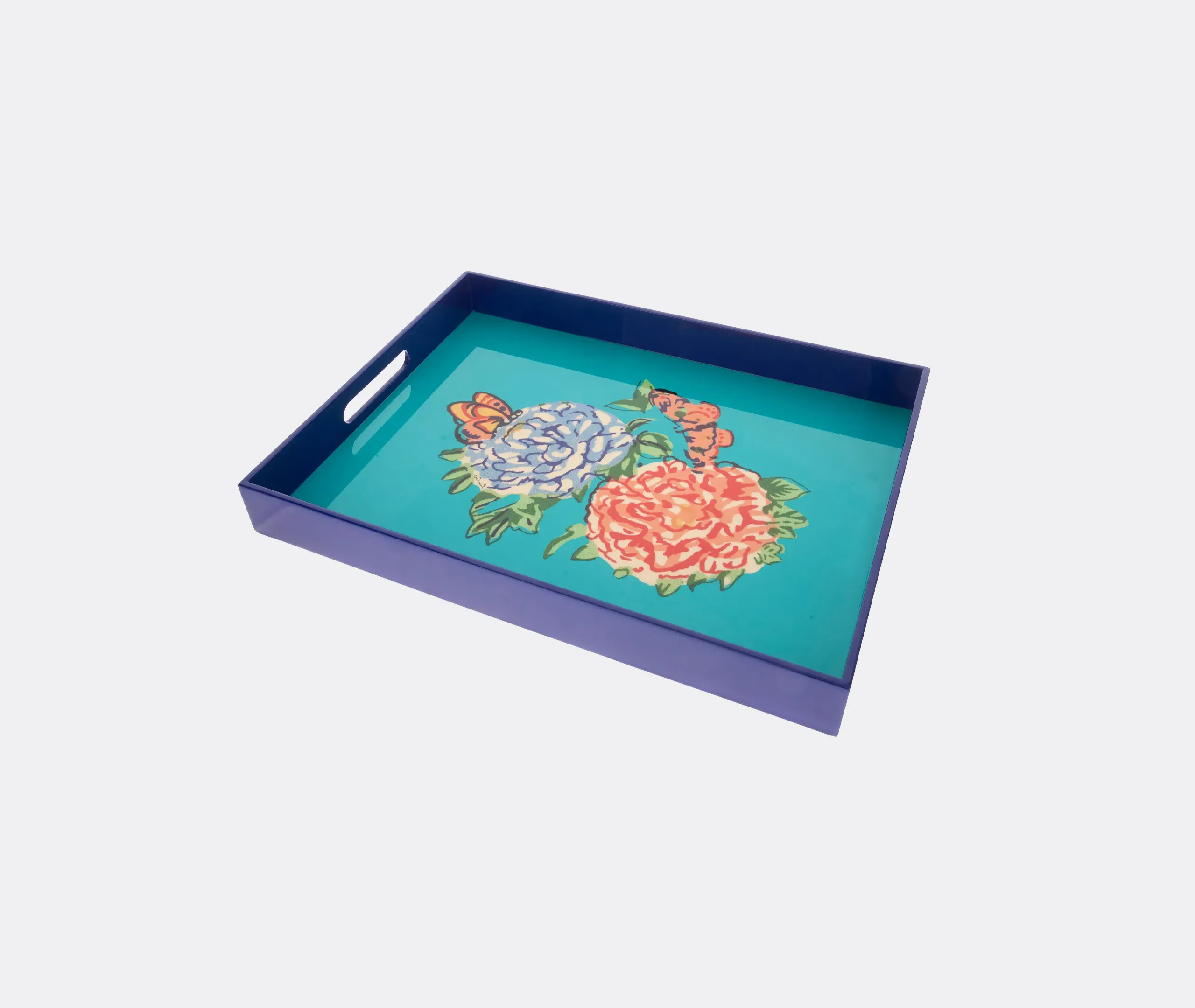 Queen Flower Oval Serving Tray - Green, Wood