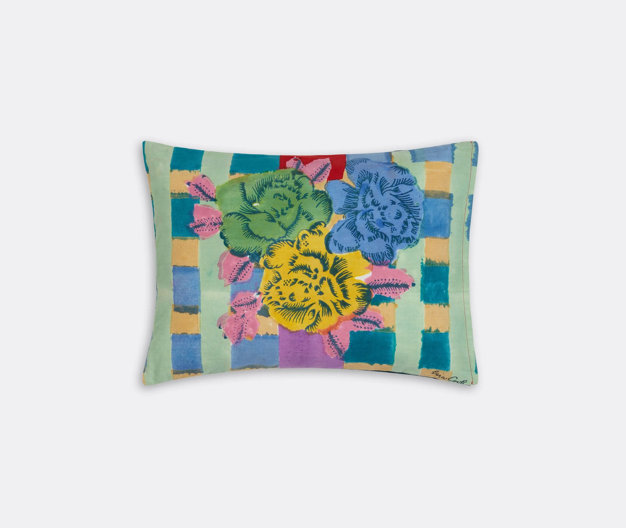 Rectangular Cushion with Ankara Aqua Print image