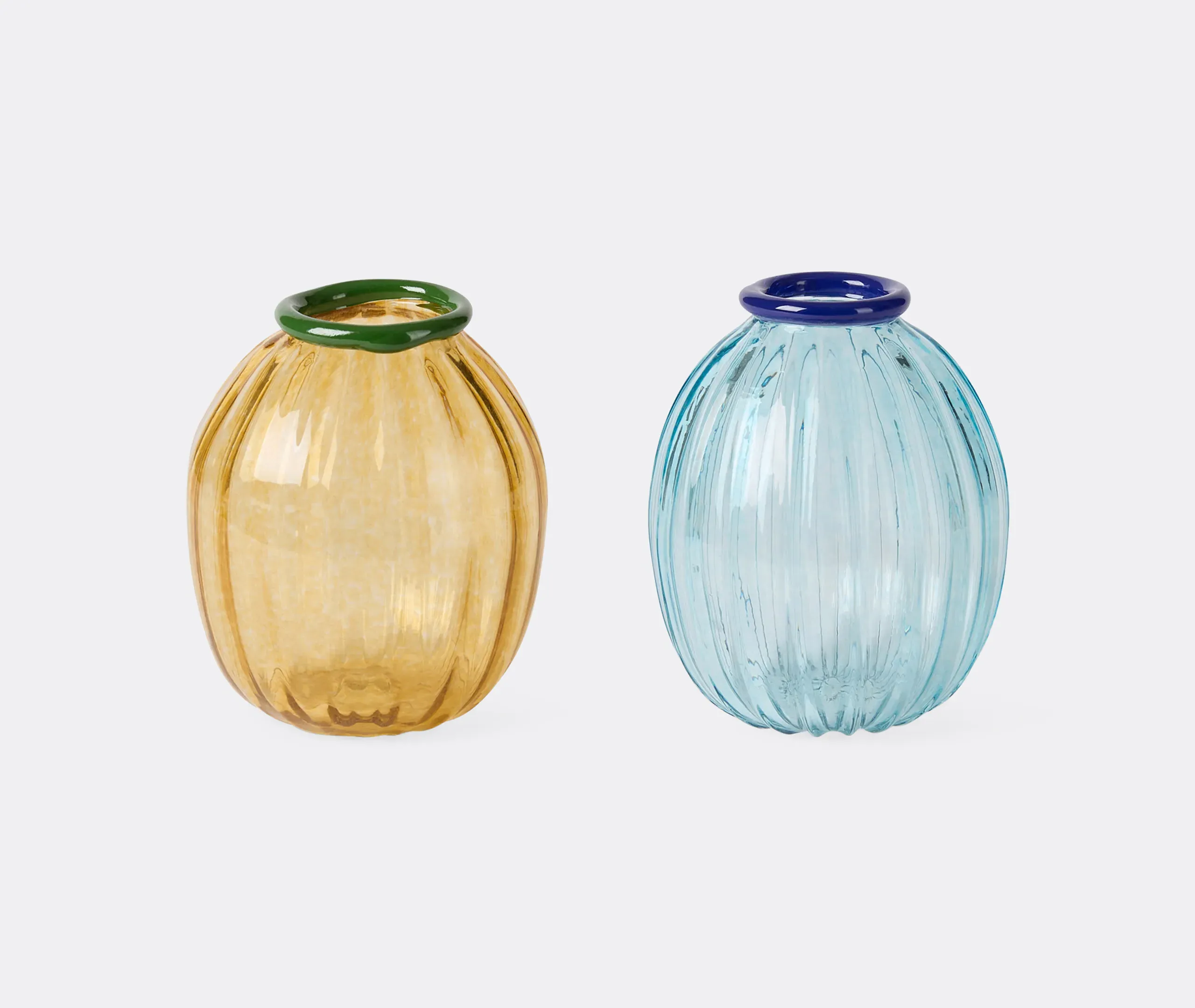 Rosebud Decorative Filigree Vase Set of Two - Blue, Mustard product