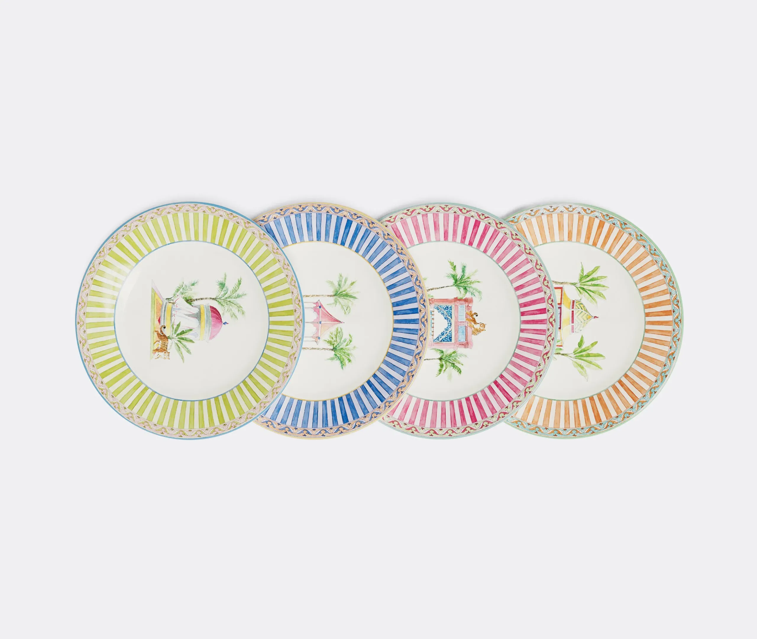 Sariska Dessert Plate Set of Four - Multicolour, Porcelain product