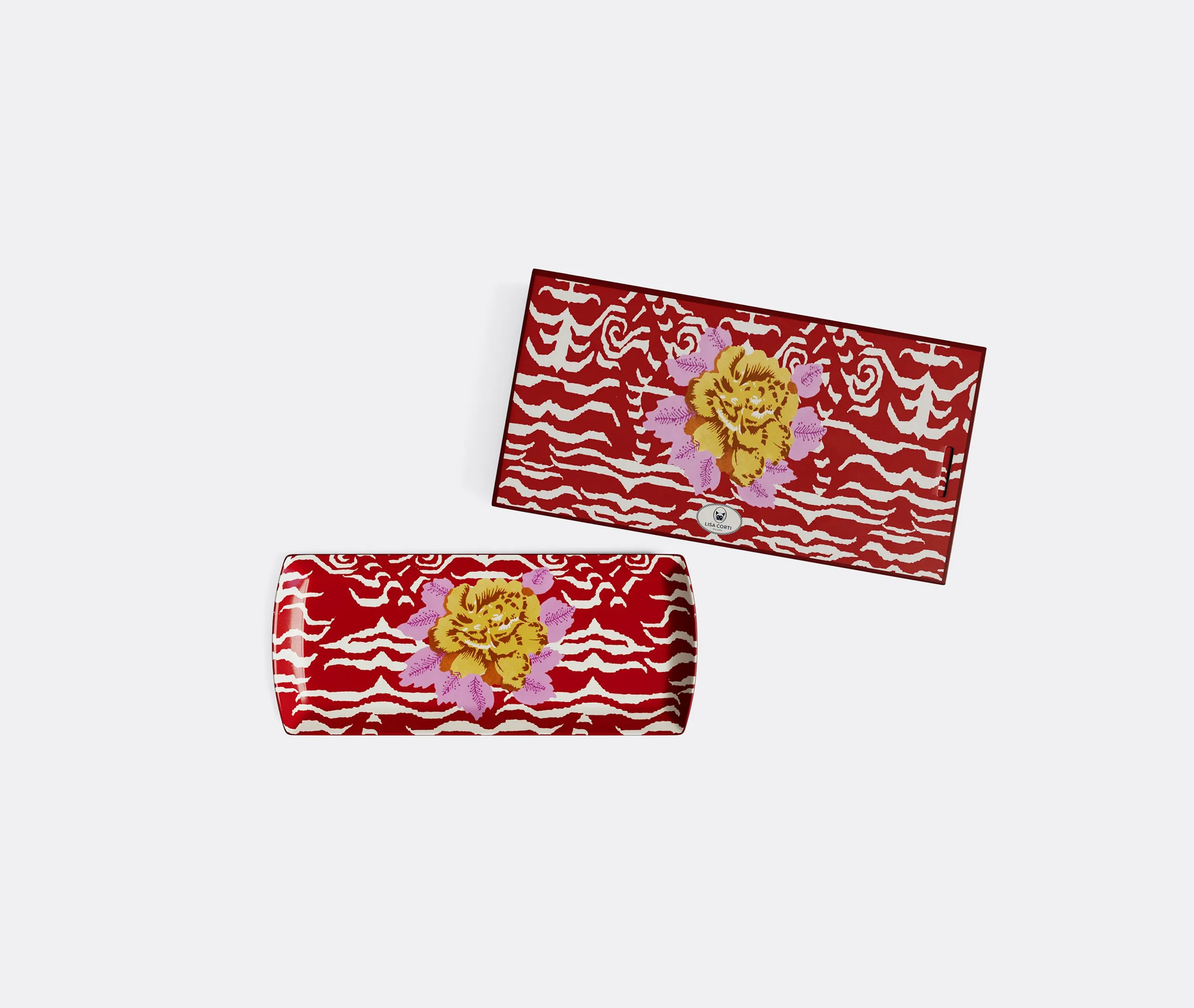 Serving Tray Tiger Print - Red, Porcelain