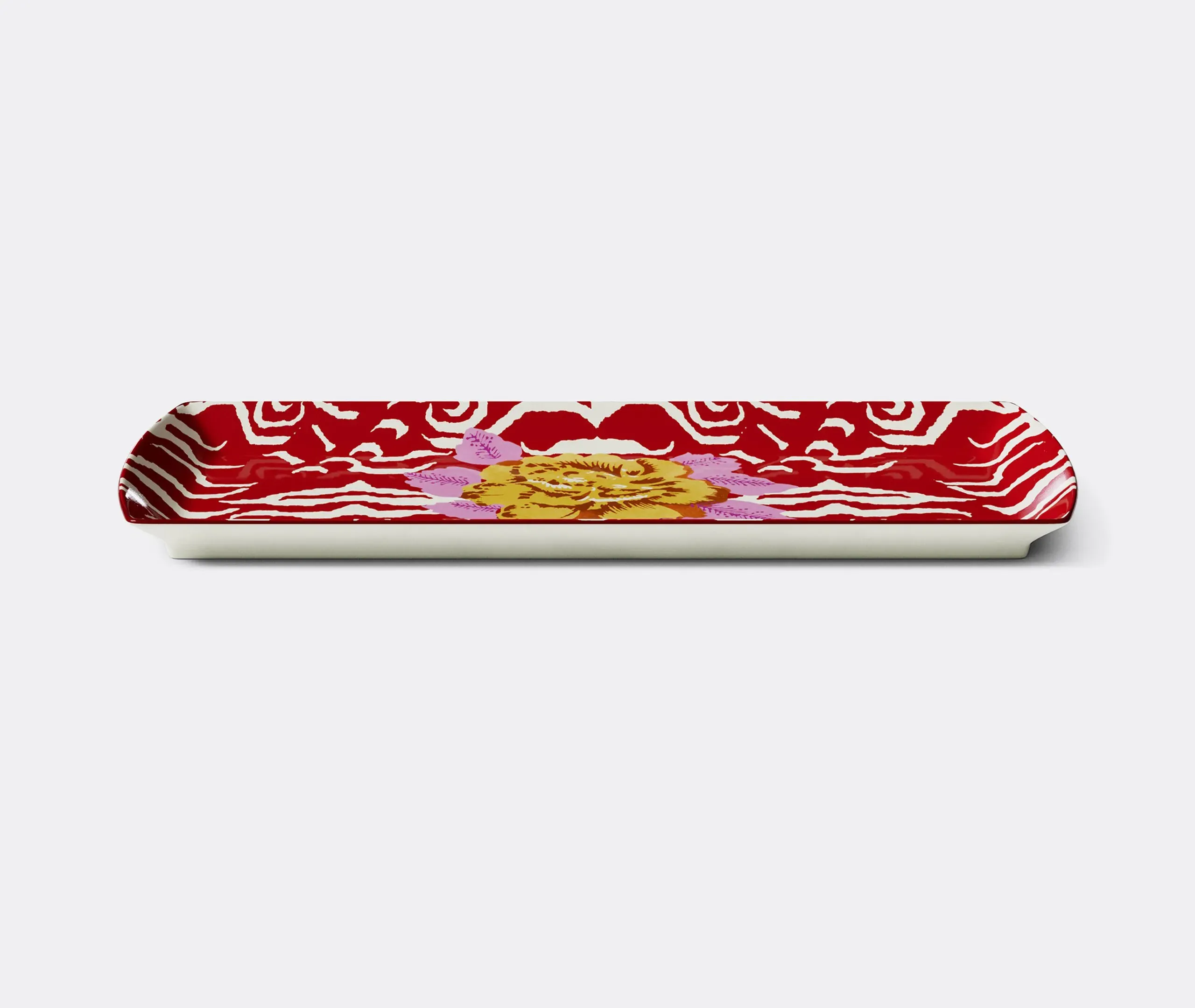 Serving Tray Tiger Print - Red, Porcelain image