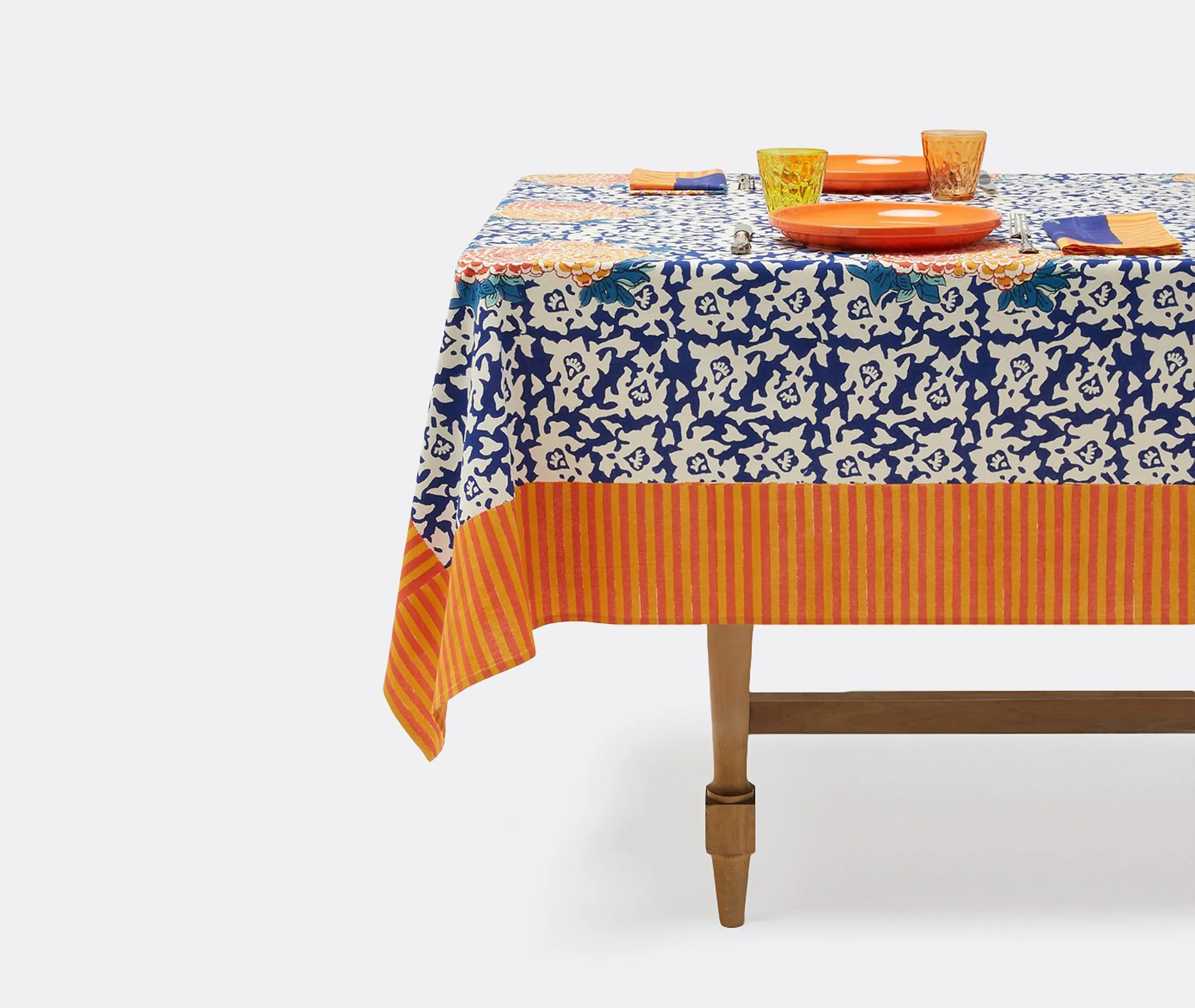 Tablecloth with Floral Pattern - Multicolor, Cotton