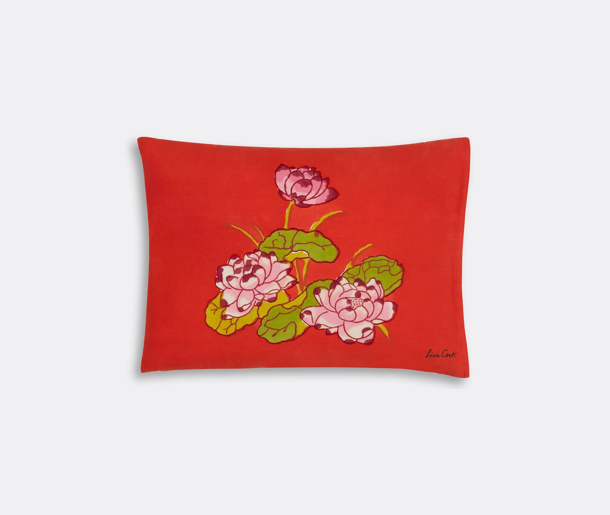 Tea Flower Rectangular Cushion - Red, Orange product