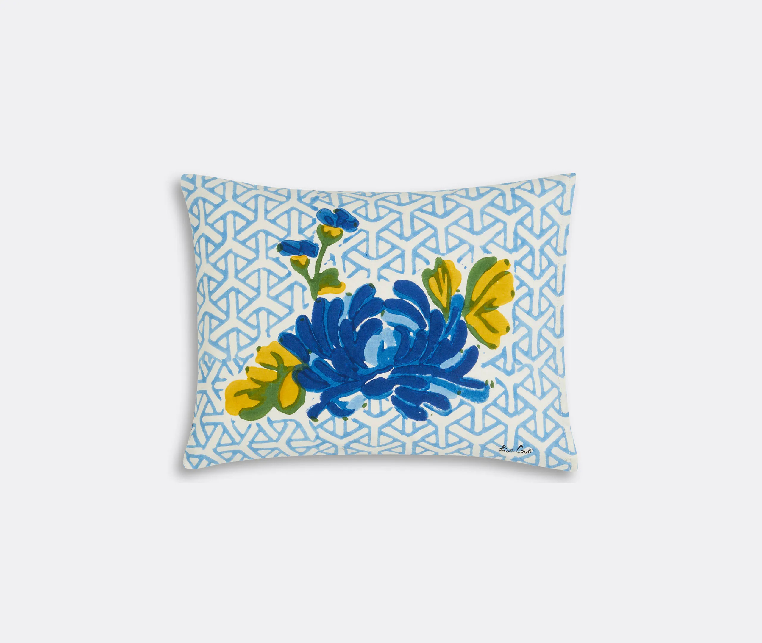 Vienna Rectangular Cushion - Blue, Cream