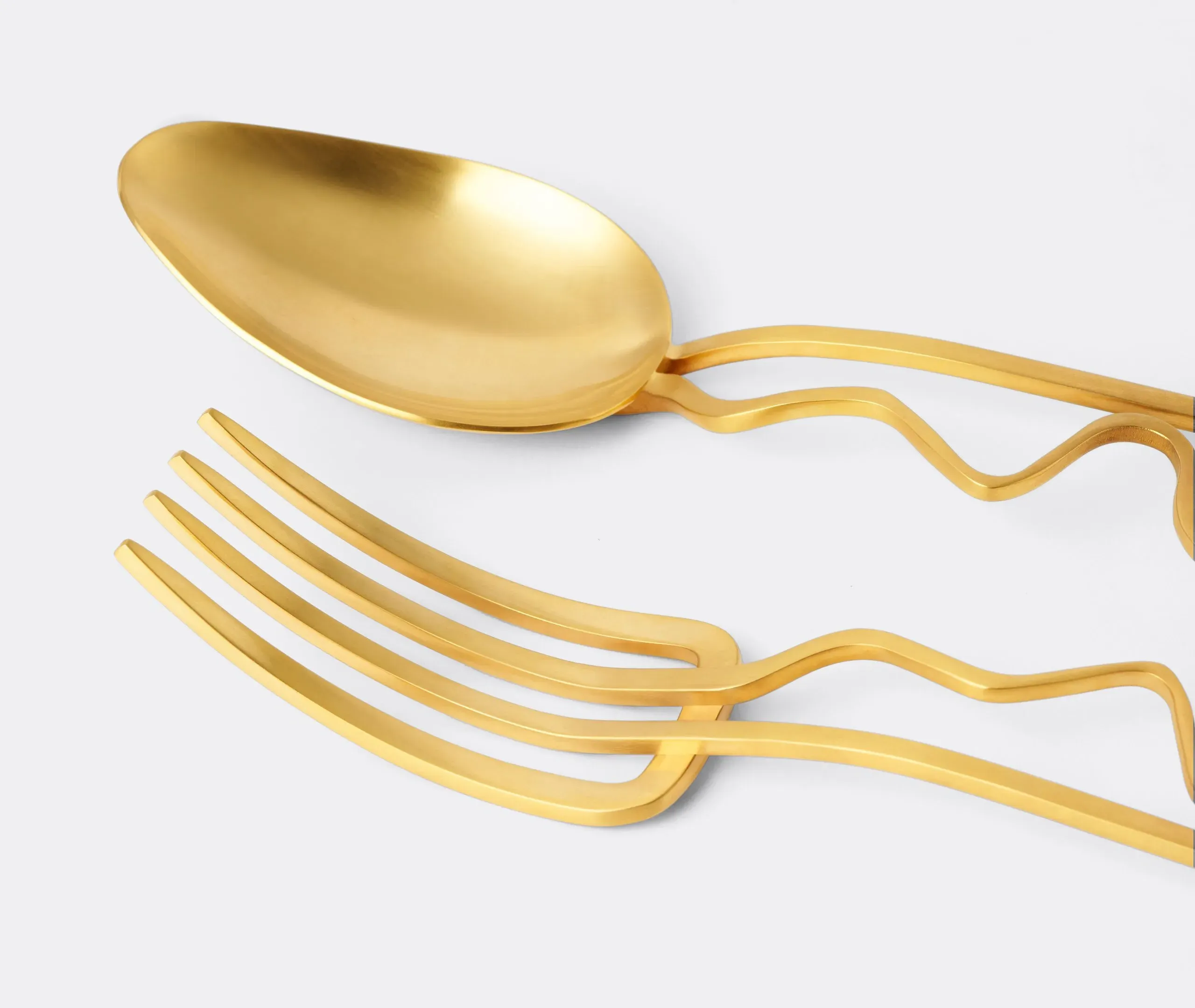 2-Piece Serving Set with Spiral Design - Gold