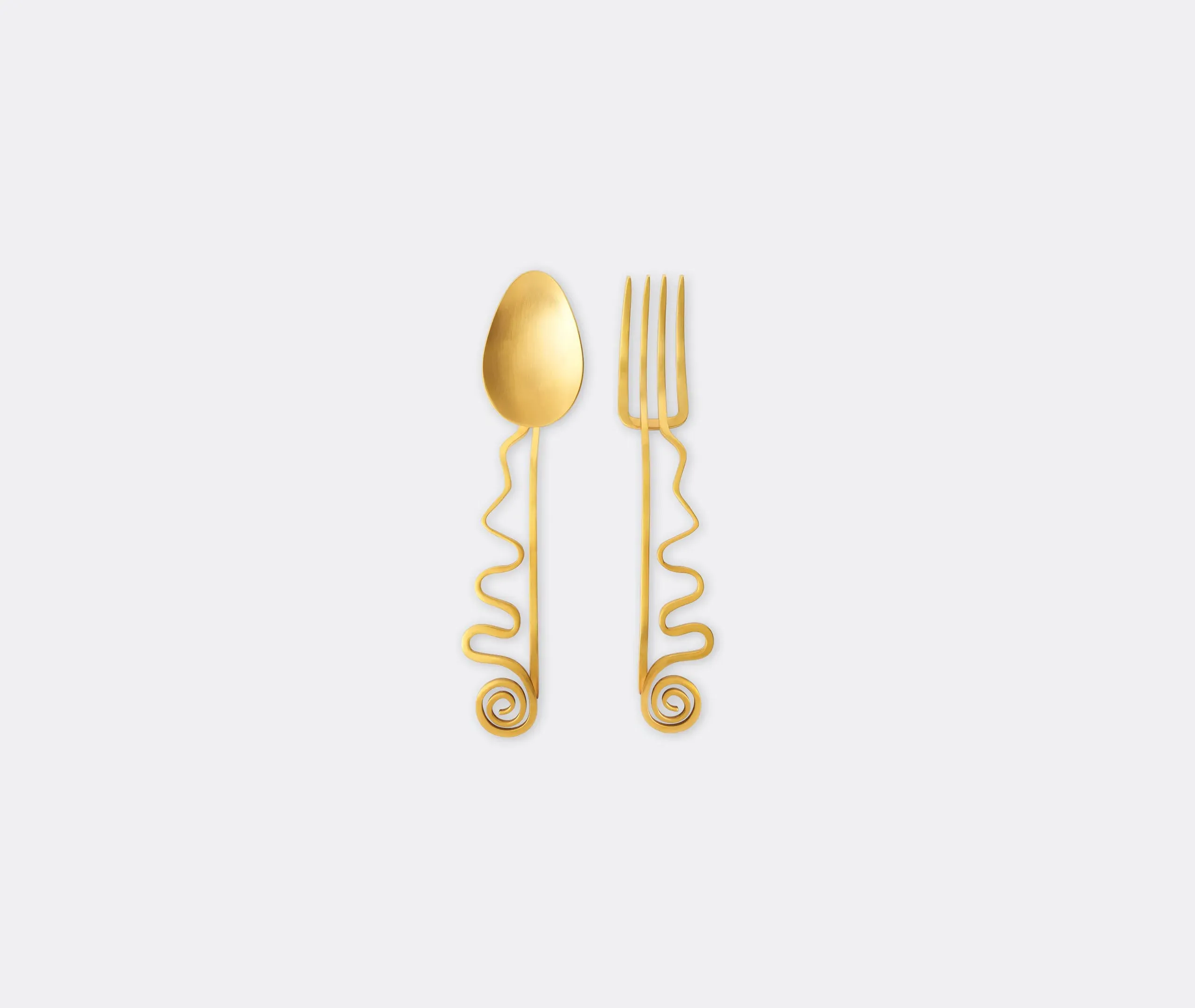 2-Piece Serving Set with Spiral Design - Gold image