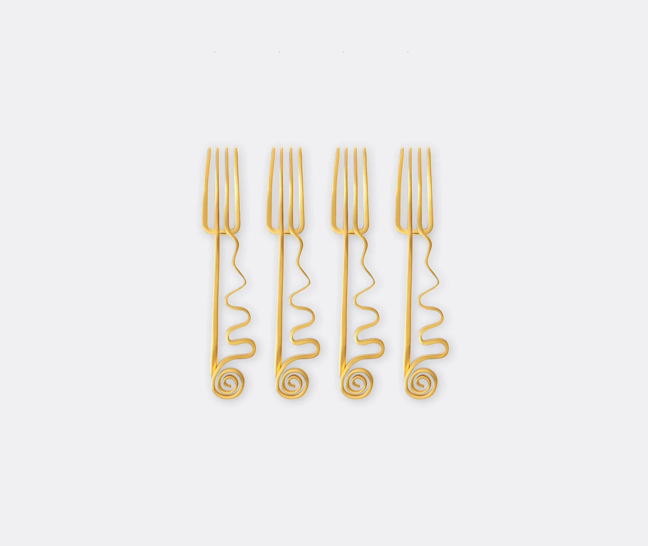4-Piece Cocktail Fork Set with Spiral - Gold image