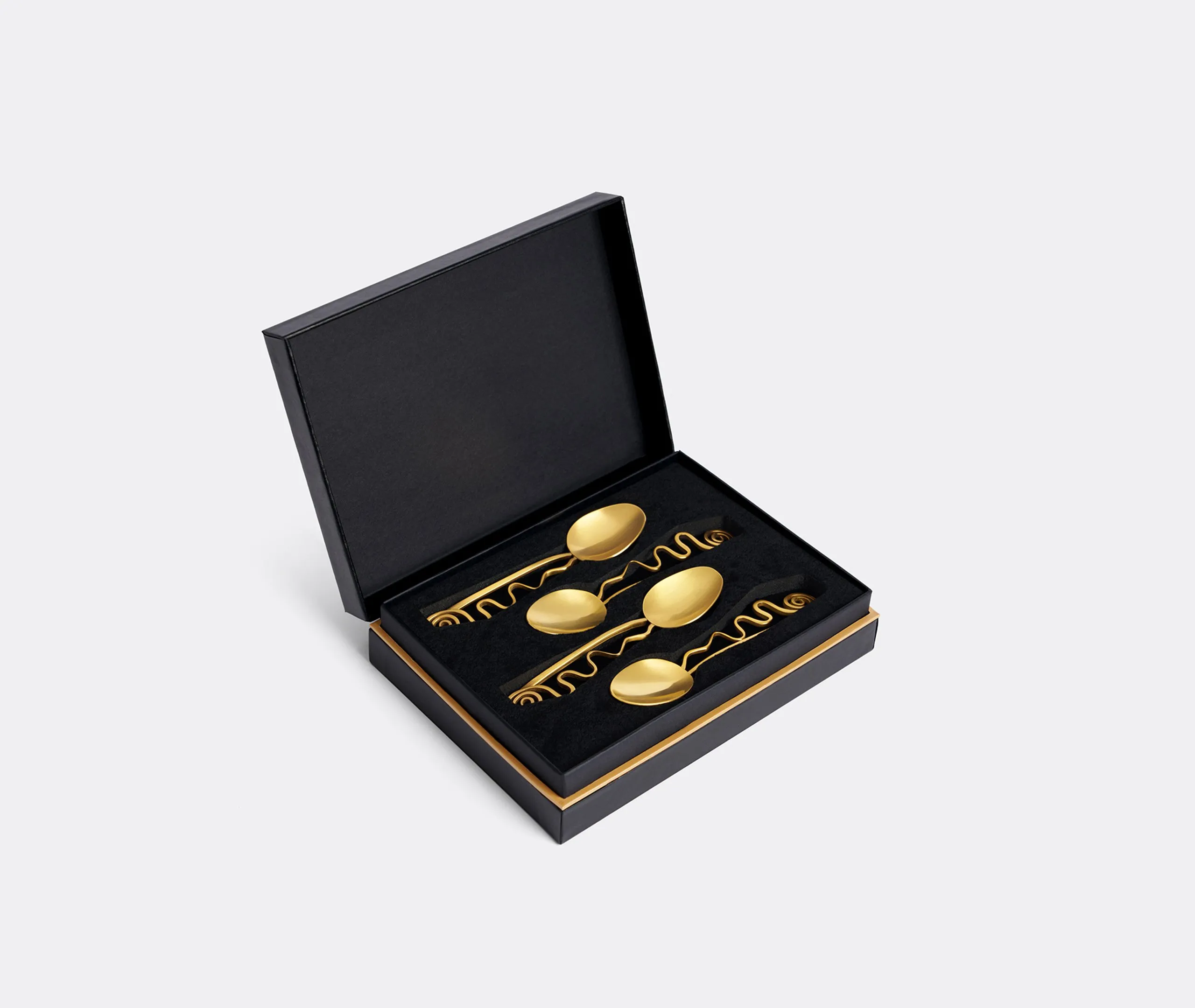 4-Piece Cocktail Spoon Set with Spiral - Gold