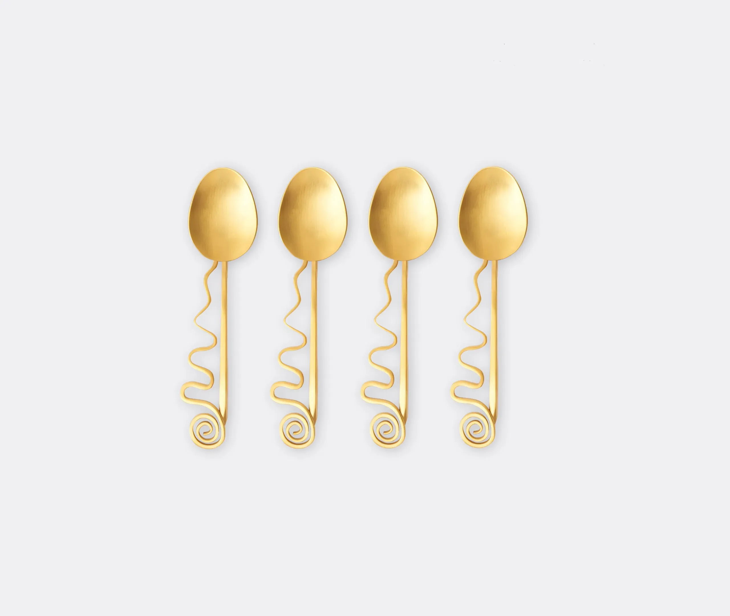 4-Piece Cocktail Spoon Set with Spiral - Gold