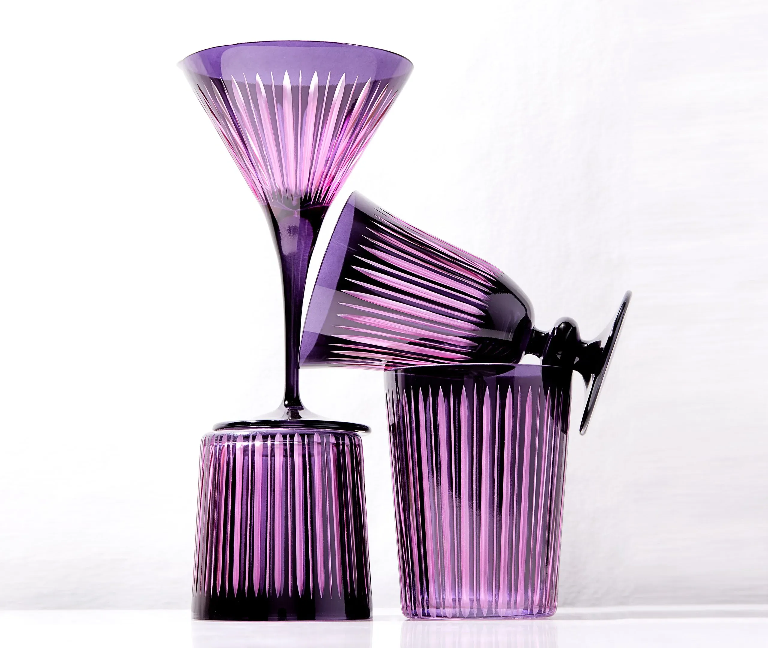 4-Piece Martini Glass Set - Purple, Glass