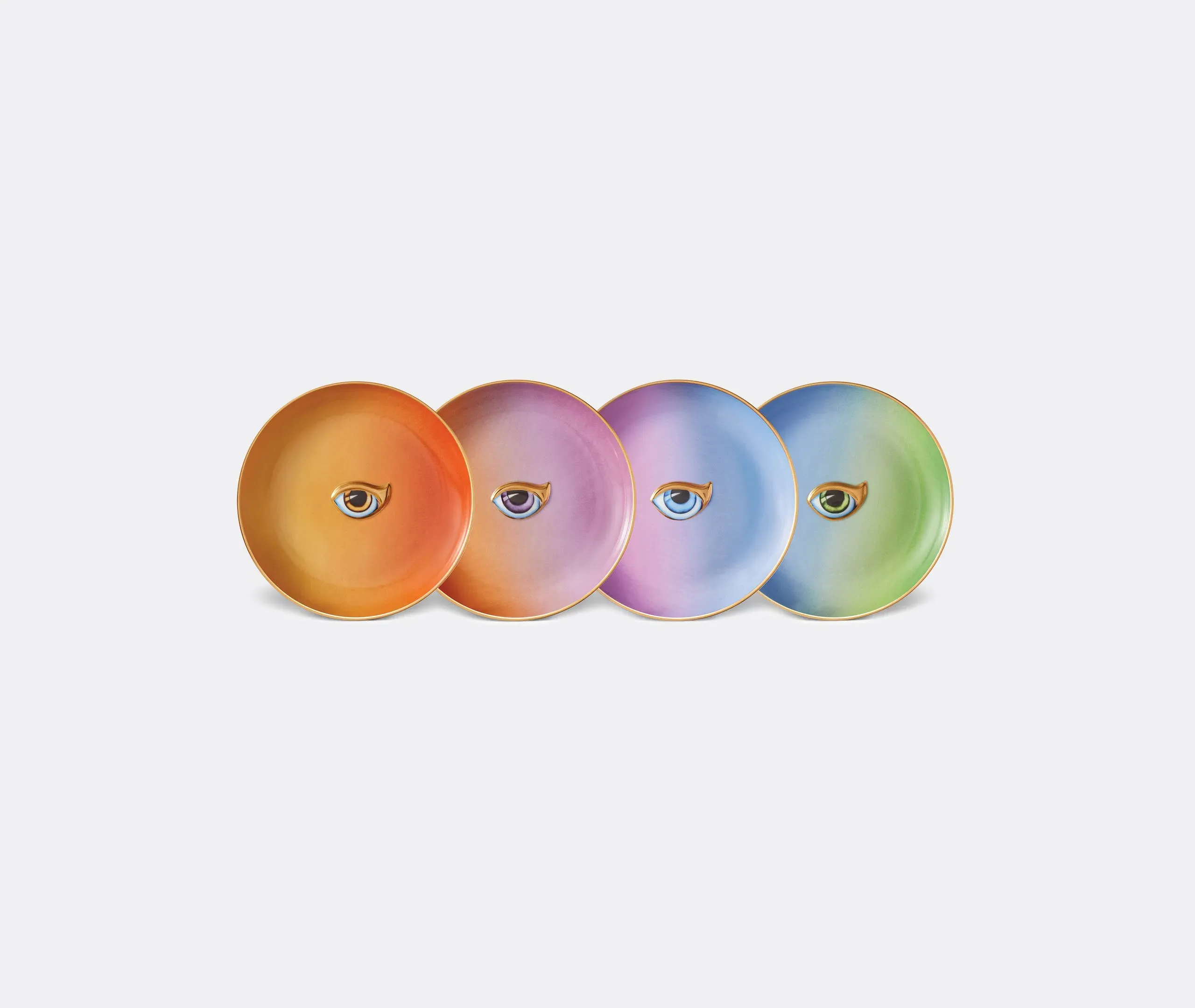 4-Piece Plate Set with Gold Detail - Multicolor image