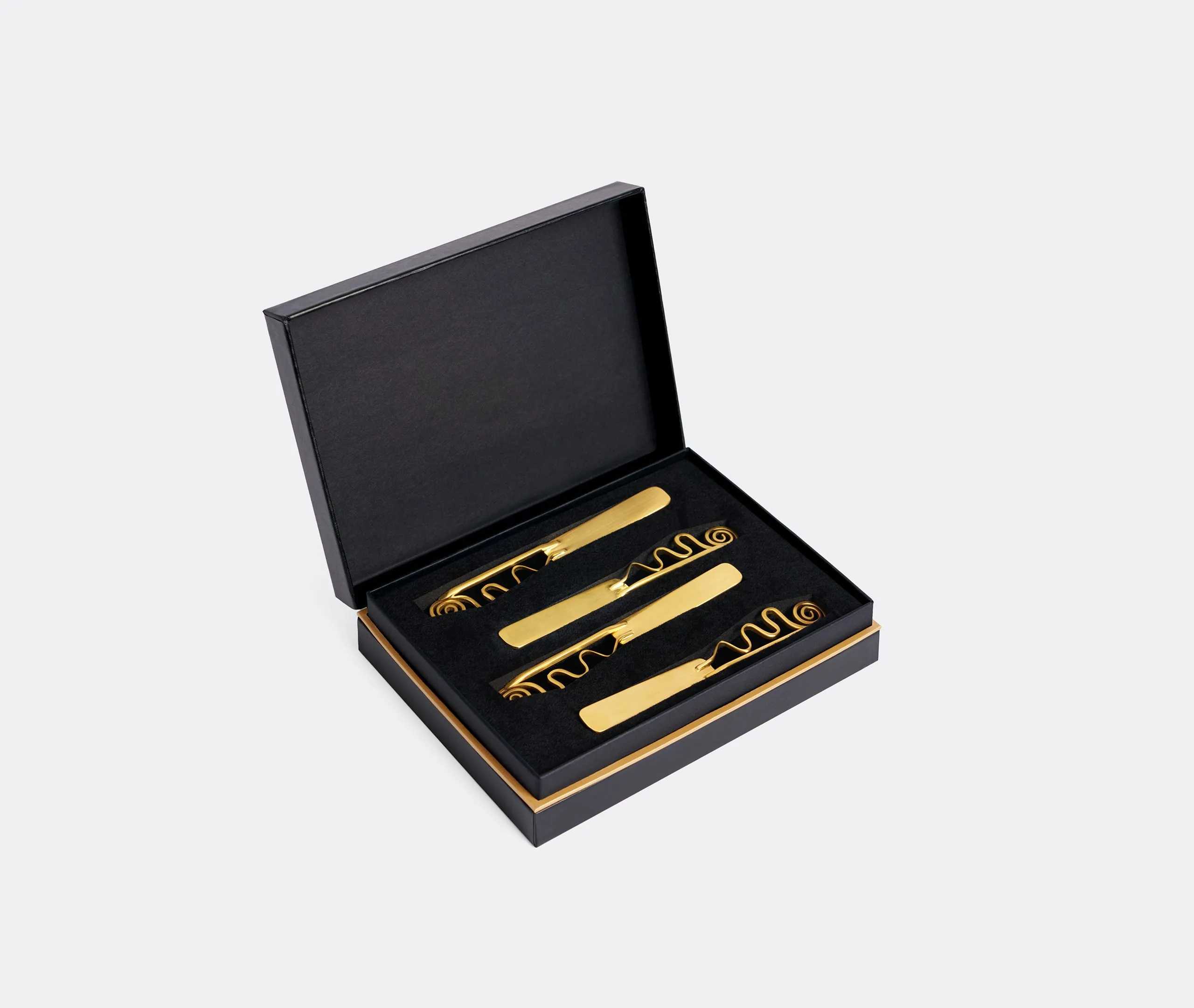 4-Piece Spreader Set with Spiral Design - Gold